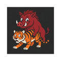 Car Magnet — Playful Hog Piggy Backin Tiger Illustration