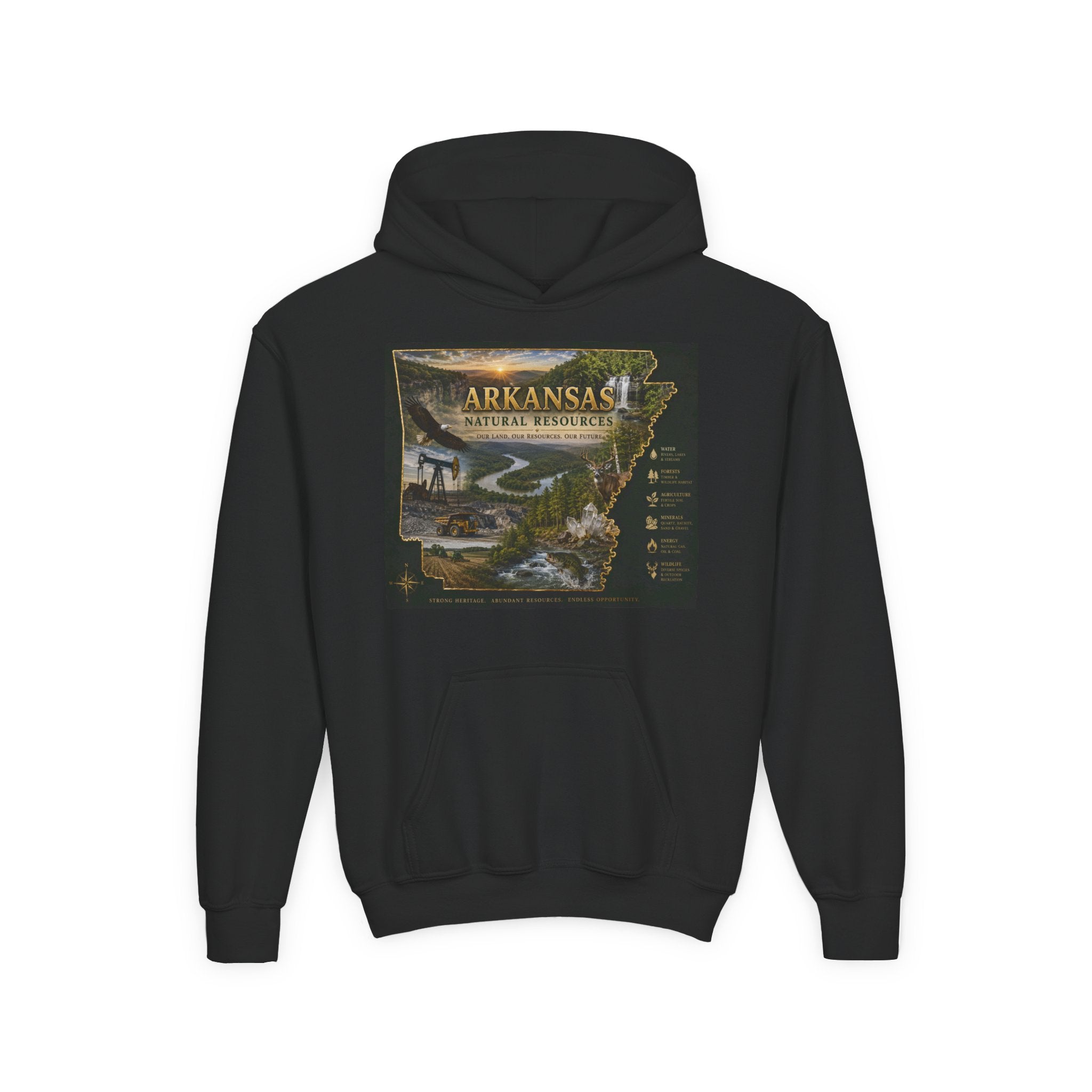 Arkansas Landscape Nature Youth Hoodie — Scenic Rivers State Parks Sweatshirt