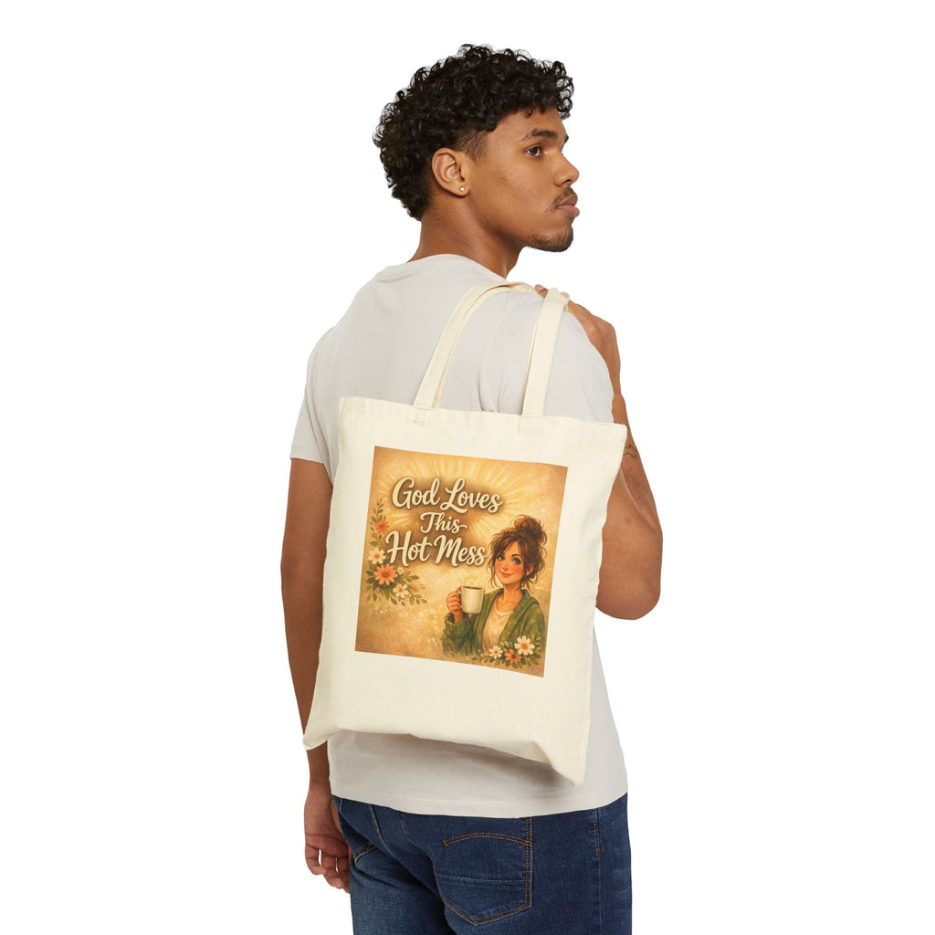 God Loves this Hot Mess Cotton Canvas Tote Bag