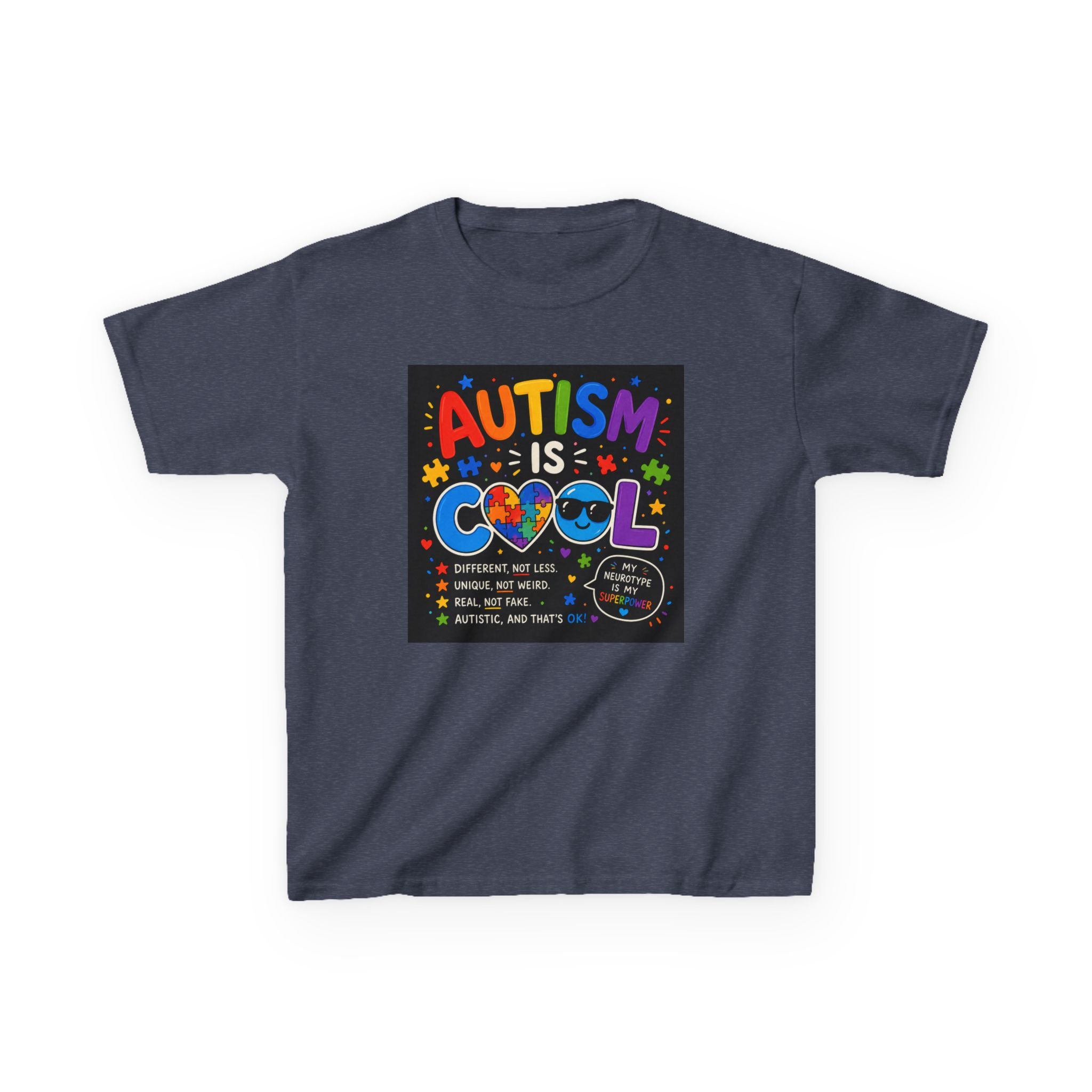 Autism Is Cool Kids T‑Shirt — Colorful Neurodiversity Pride Tee