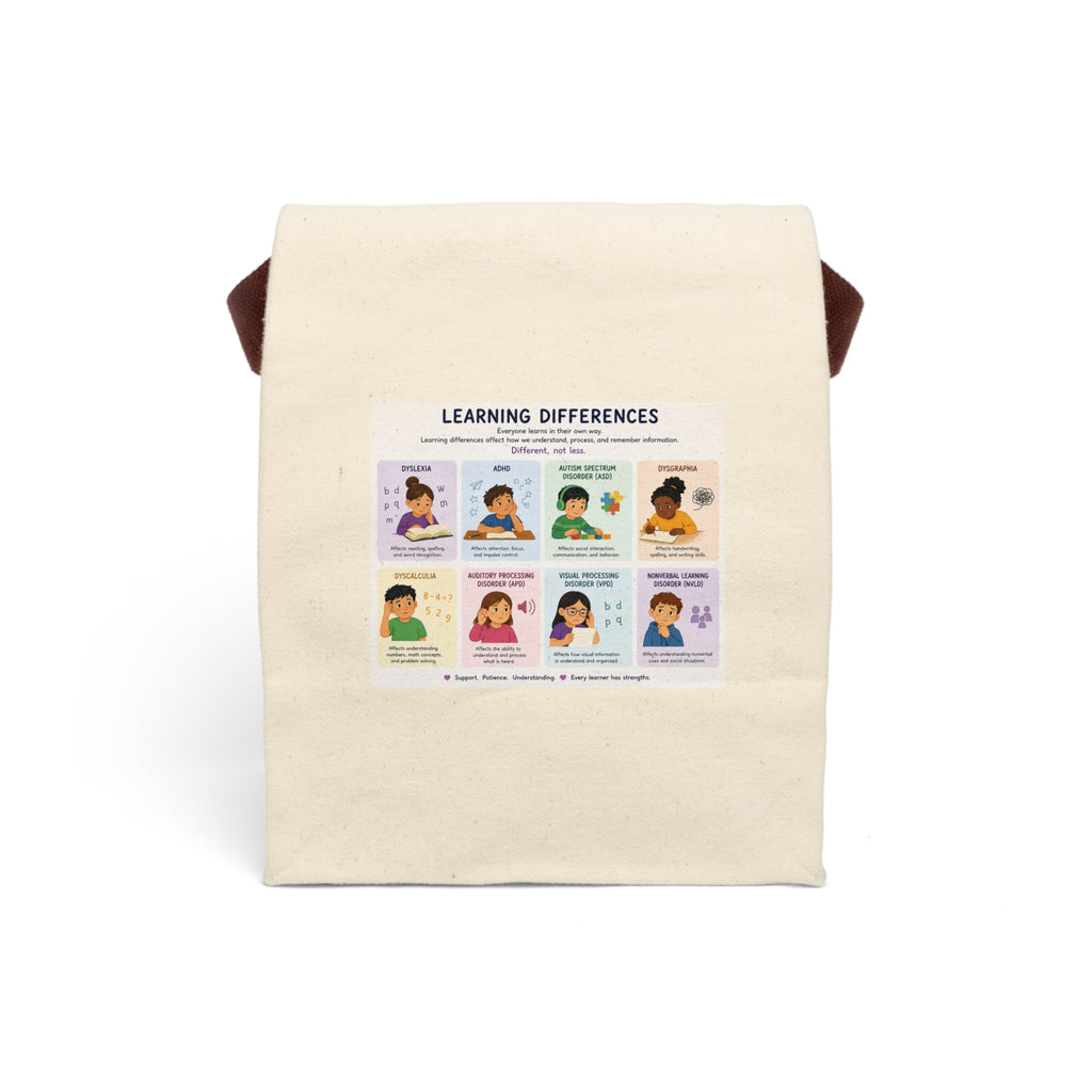 Canvas Lunch Bag — "Learning Differences" Educational Kids Lunch Tote