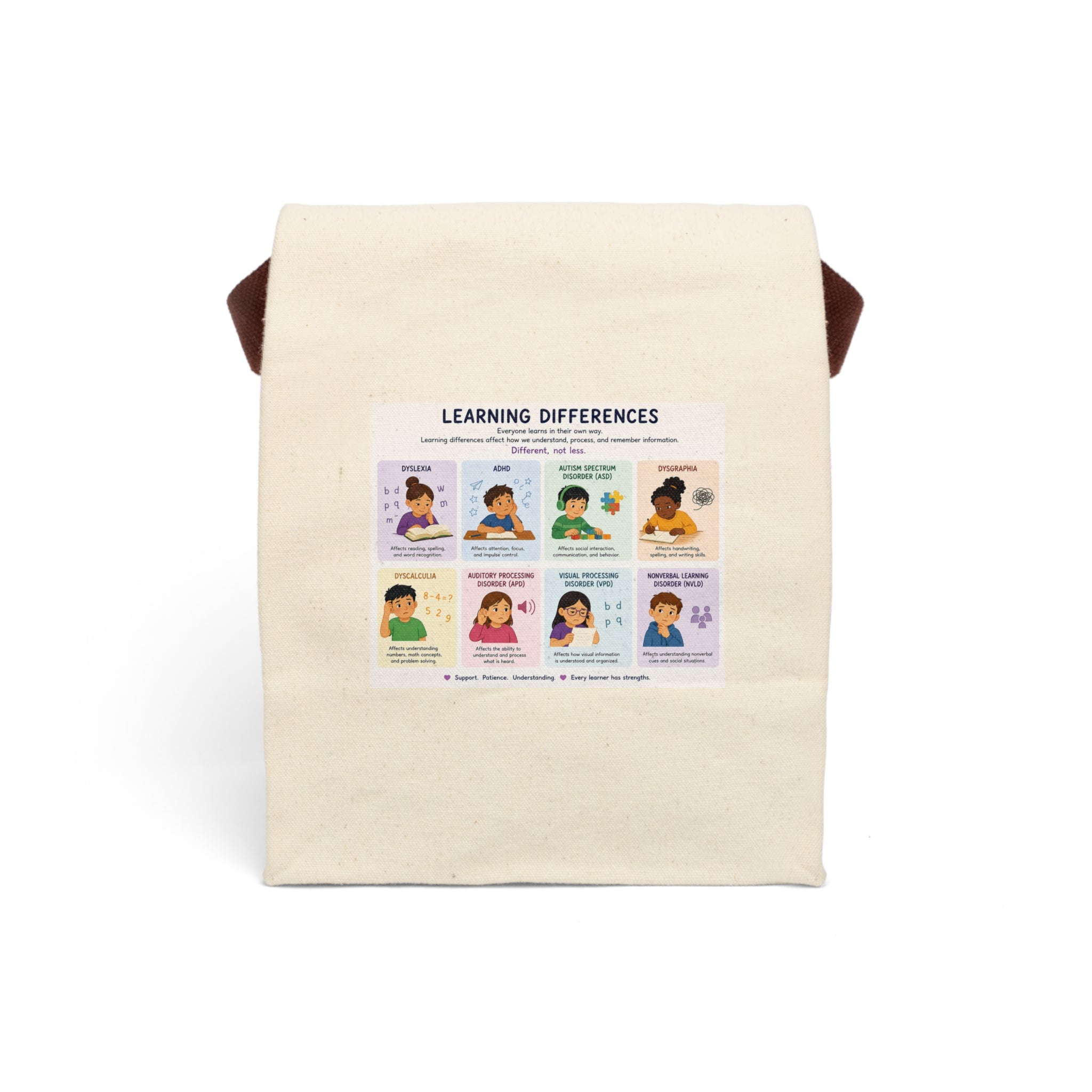 Canvas Lunch Bag — "Learning Differences" Educational Kids Lunch Tote