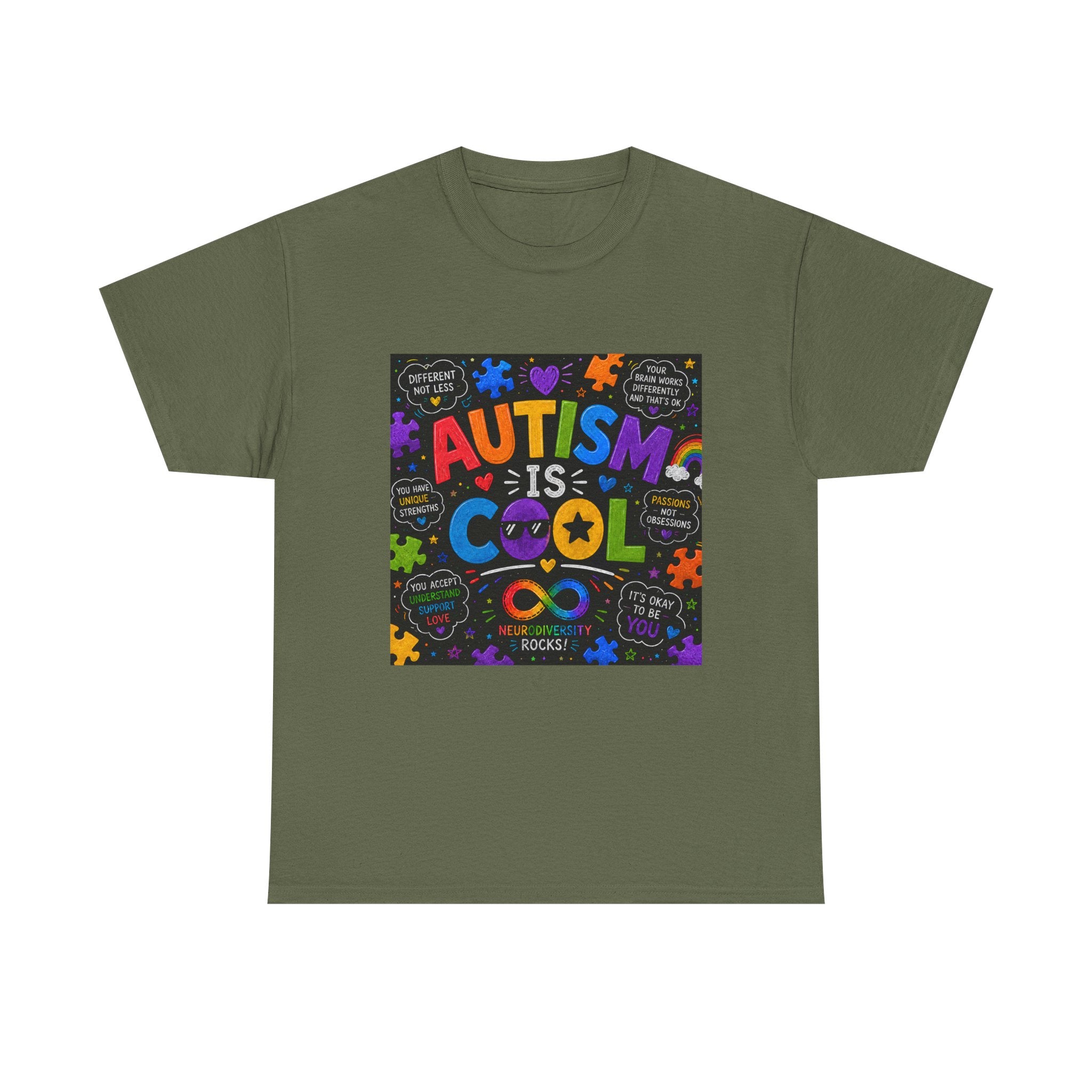Autism Is Cool Tee — Colorful Puzzle-Heart Awareness T-Shirt