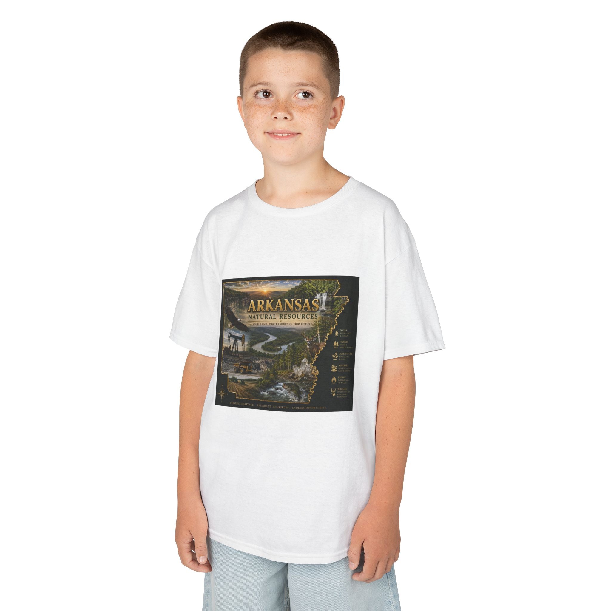 Arkansas State Retro Map Kids T-Shirt — Vintage Travel Scenic Tee