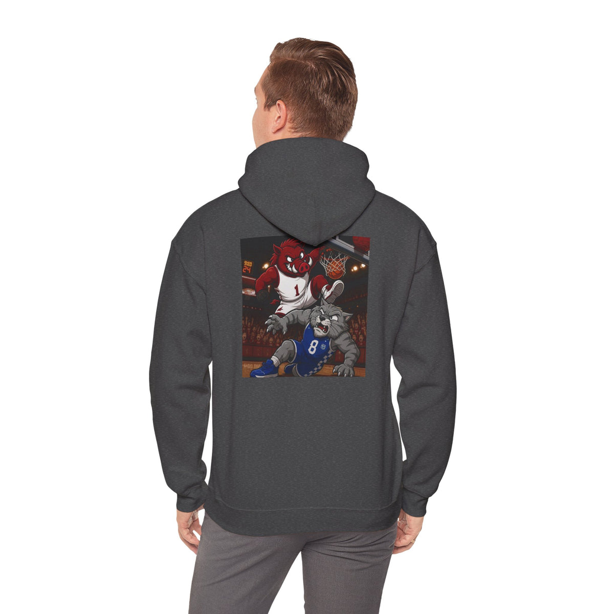 Arkansas Razorbacks State Outline Hoodie — College Mascot Basketball Back Print