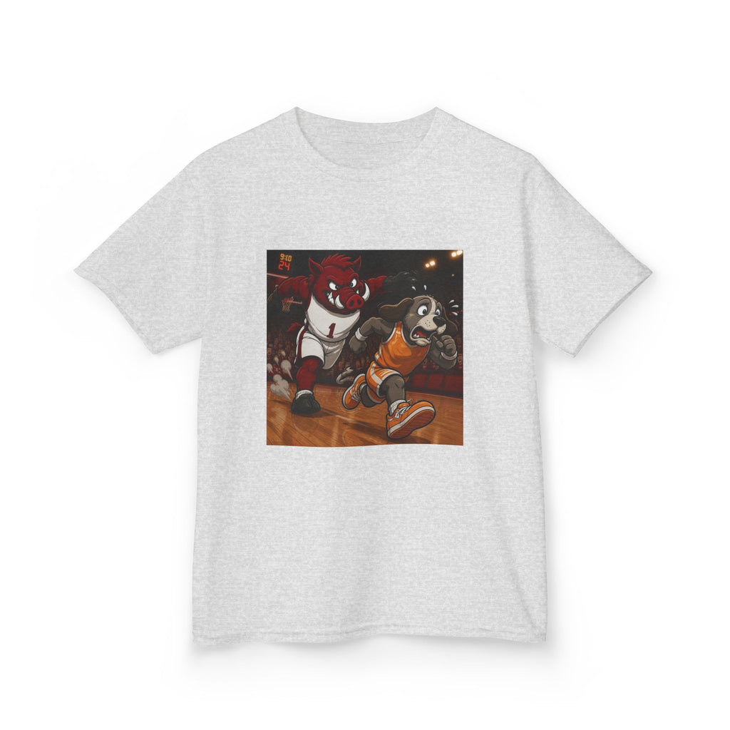 Kids Basketball Mascot Tee — Playful Cartoon Dunk Design