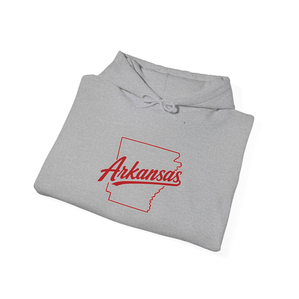 Arkansas Razorbacks Hoodie – Retro State Outline & Mascot Football Pullover
