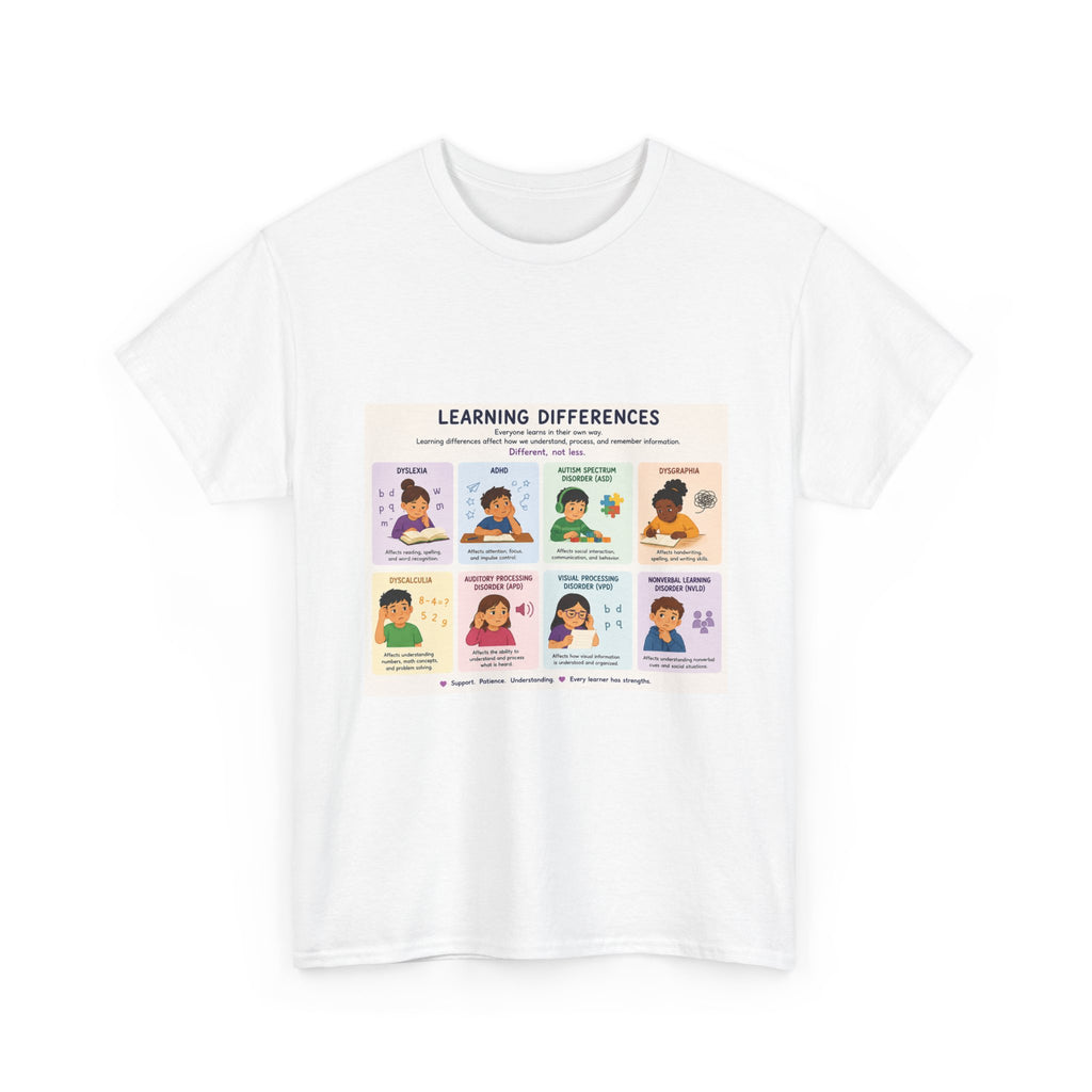 Learning Differences T-Shirt — Neurodiversity Awareness Tee (with Illustrations)