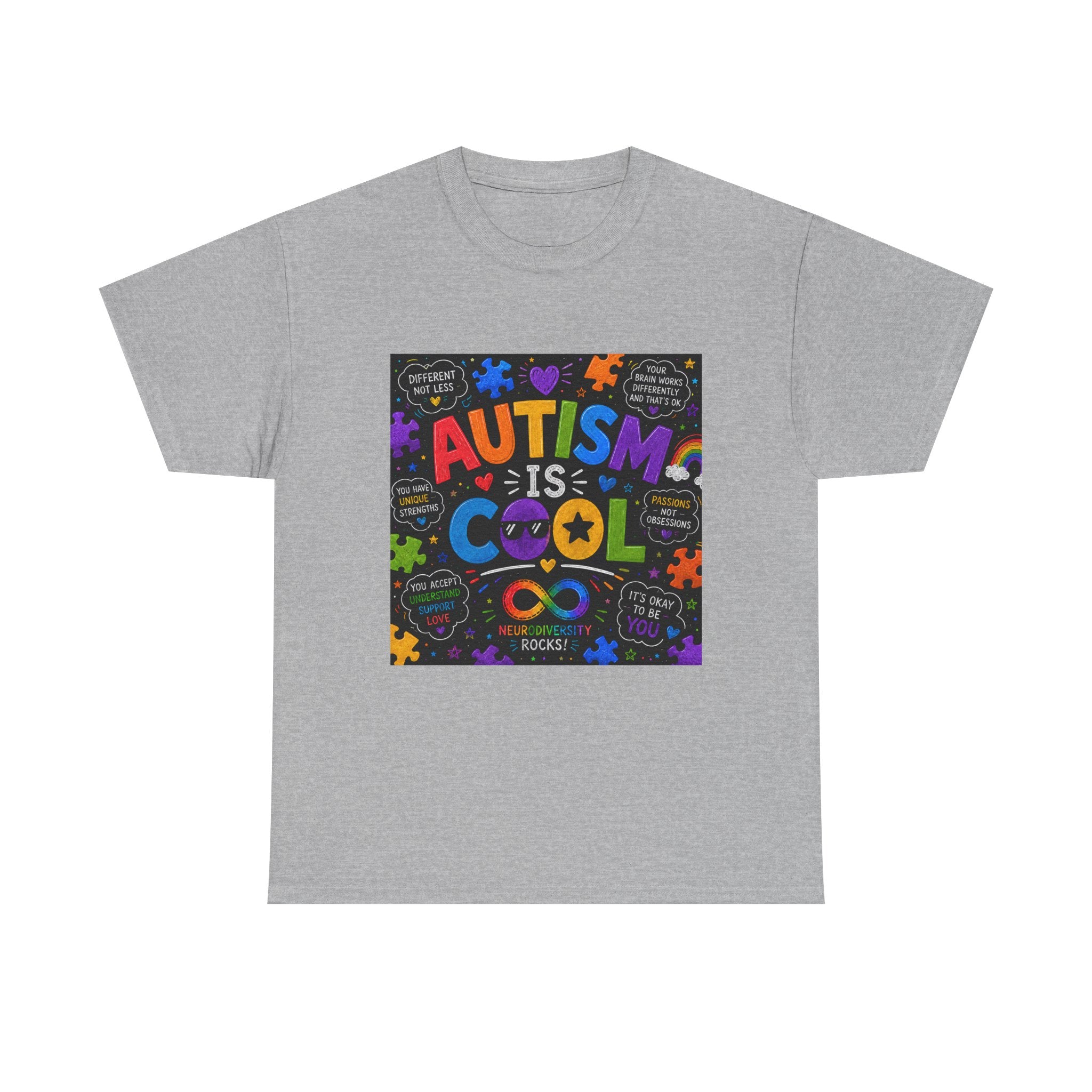 Autism Is Cool Tee — Colorful Puzzle-Heart Awareness T-Shirt