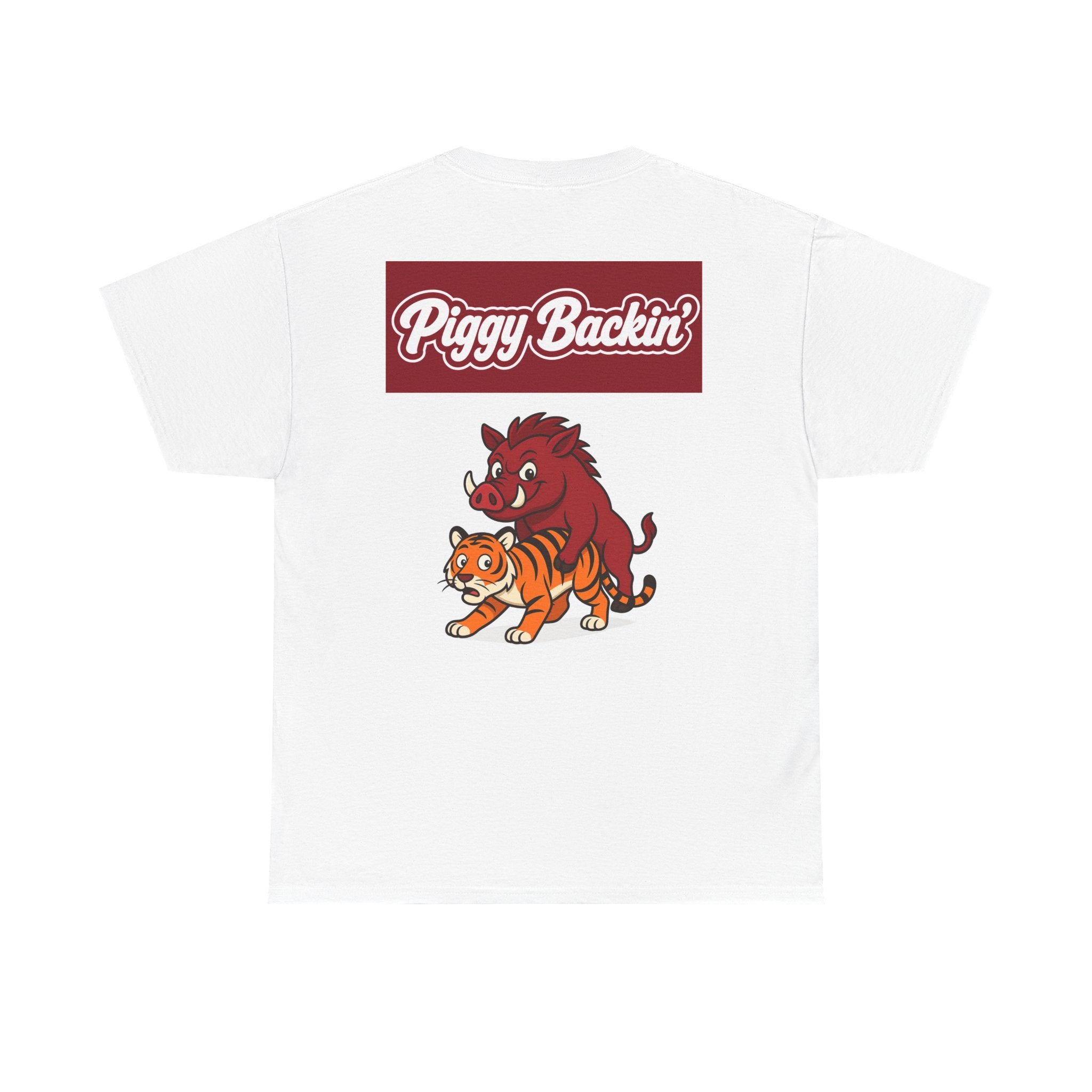 Arkansas 'Piggy Backin'' T‑Shirt — Retro Razorback & Tiger Graphic Tee