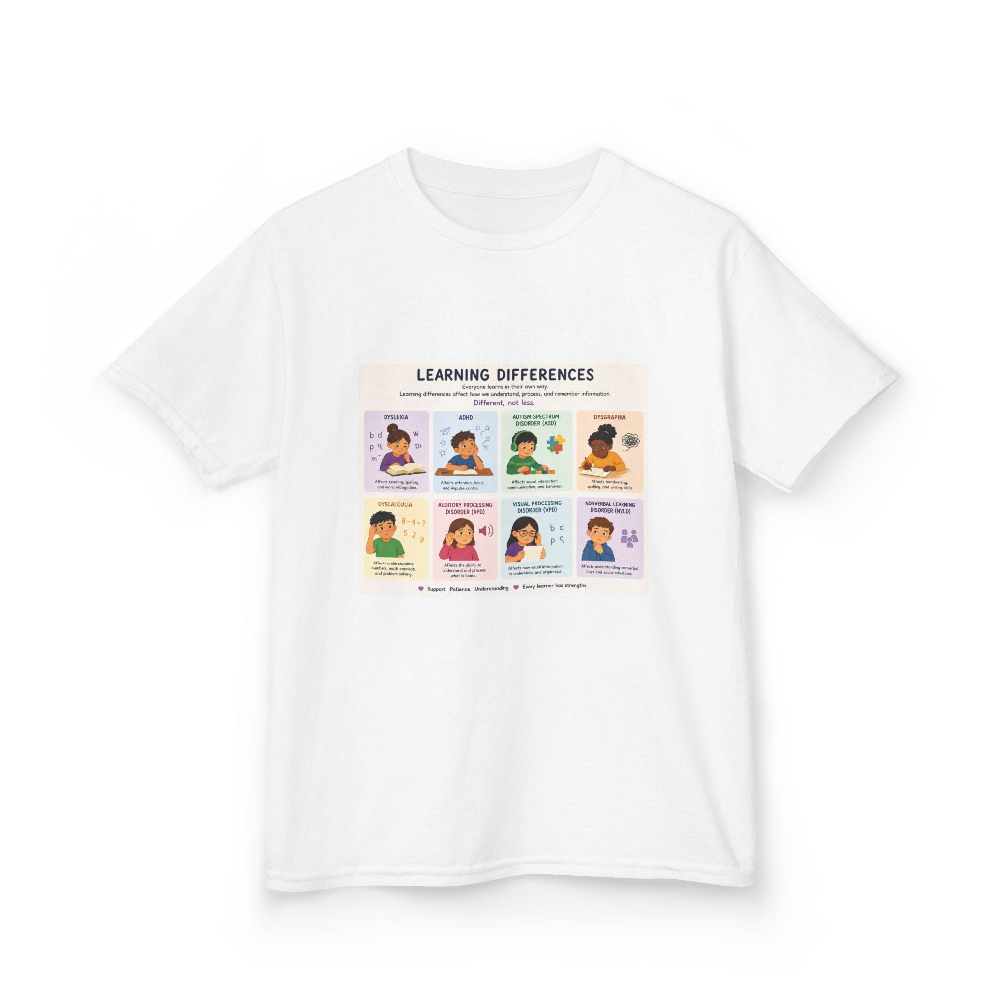 Kids Tee — 'Learning Differences' Educational Chart Graphic