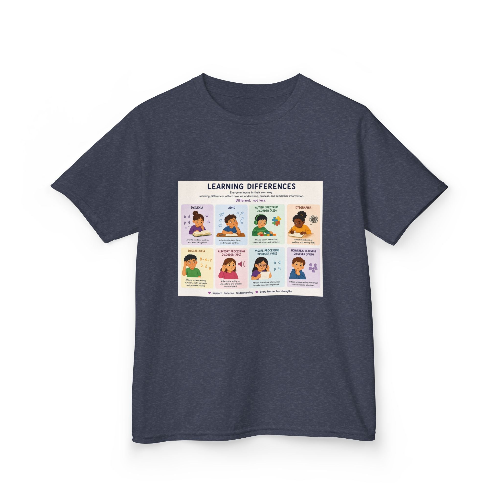 Kids Tee — 'Learning Differences' Educational Chart Graphic