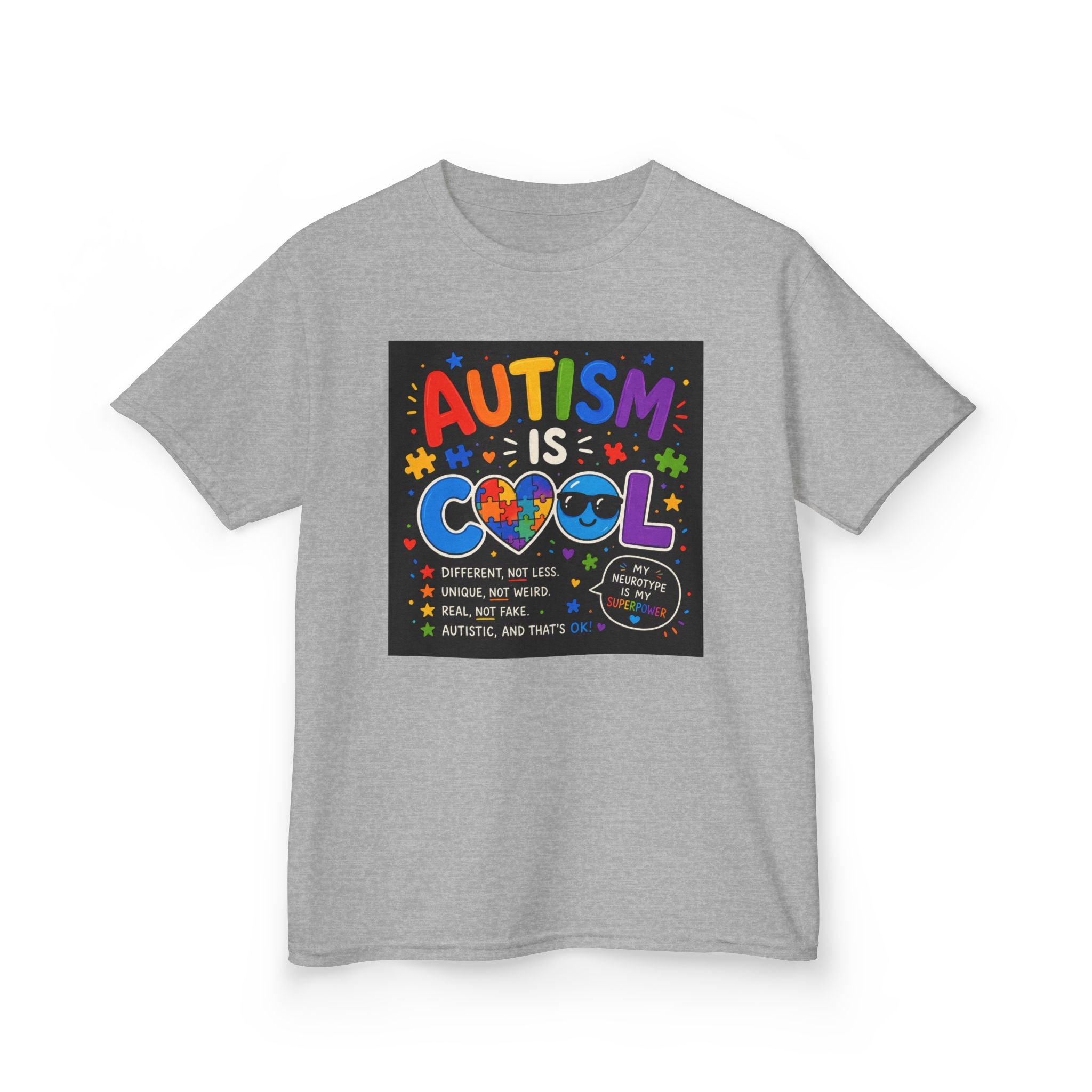 Autism Is Cool Kids T‑Shirt — Colorful Neurodiversity Pride Tee