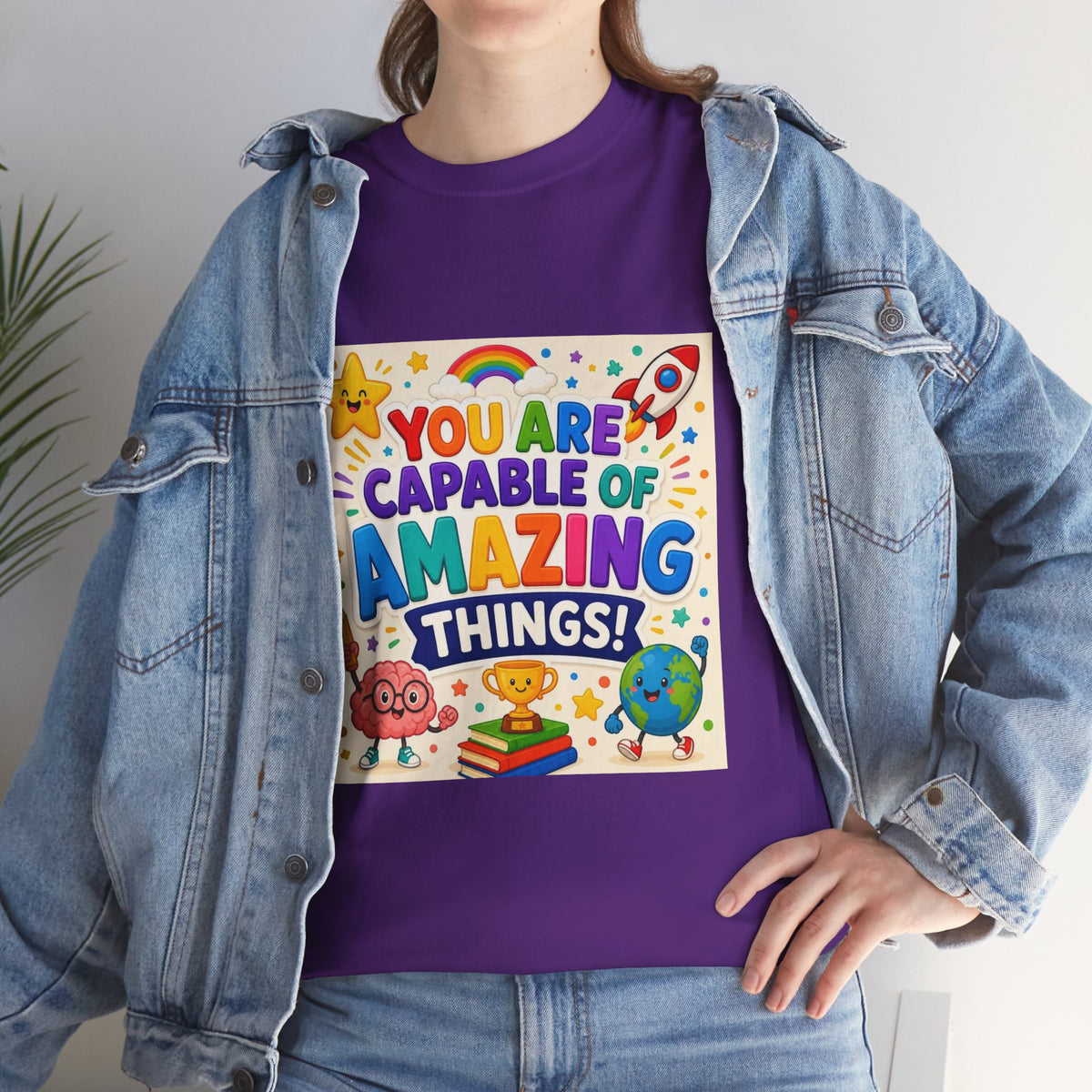 Teacher Inspirational T-Shirt — "You Are Capable of Amazing Things" Colorful Motivational Tee