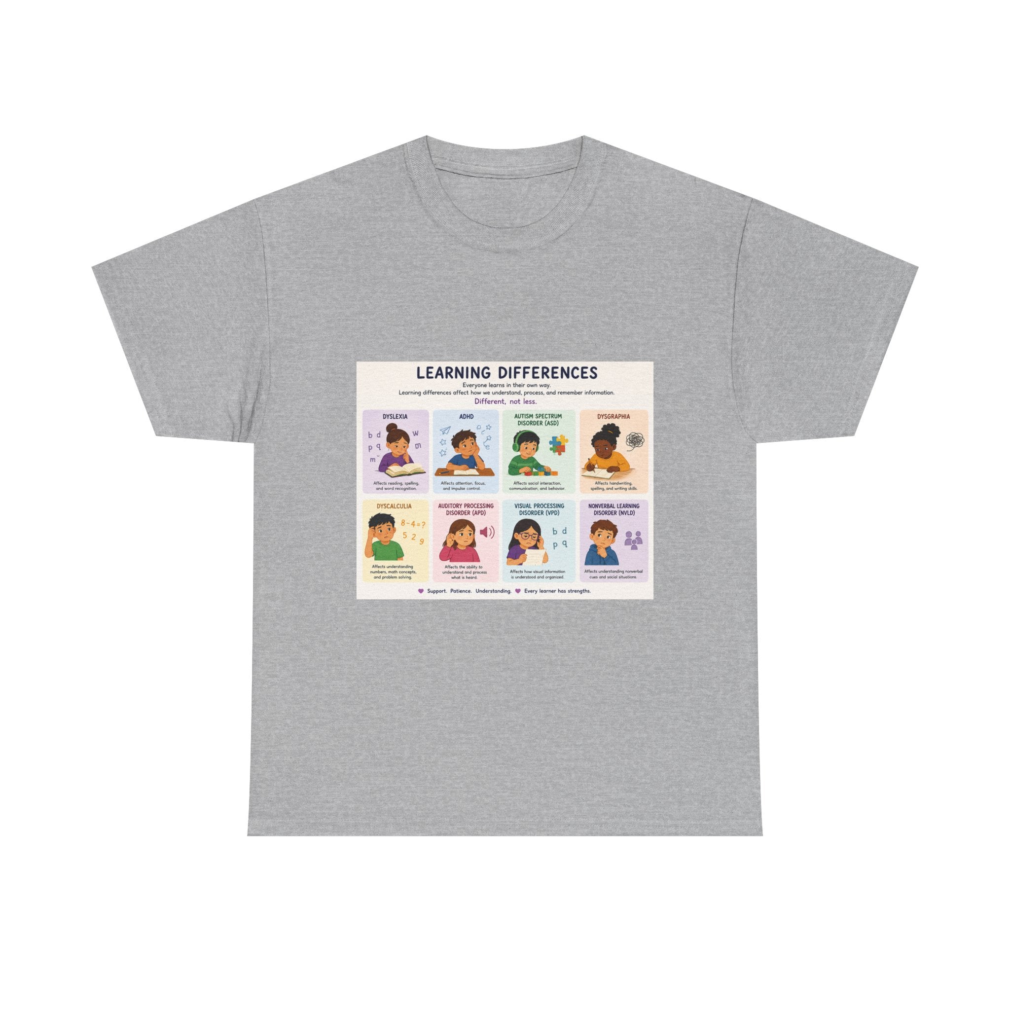 Learning Differences T-Shirt — Neurodiversity Awareness Tee (with Illustrations)