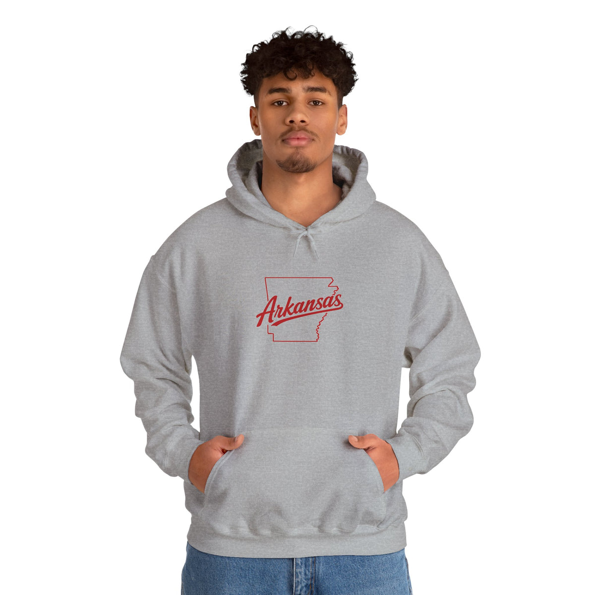 Arkansas Razorbacks State Outline Hoodie — College Mascot Basketball Back Print