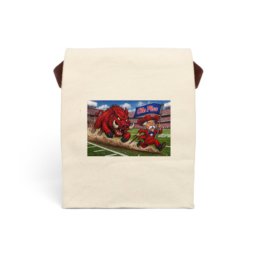 Canvas Lunch Bag — "Ole Piss" Hog Chasing Colonel Design