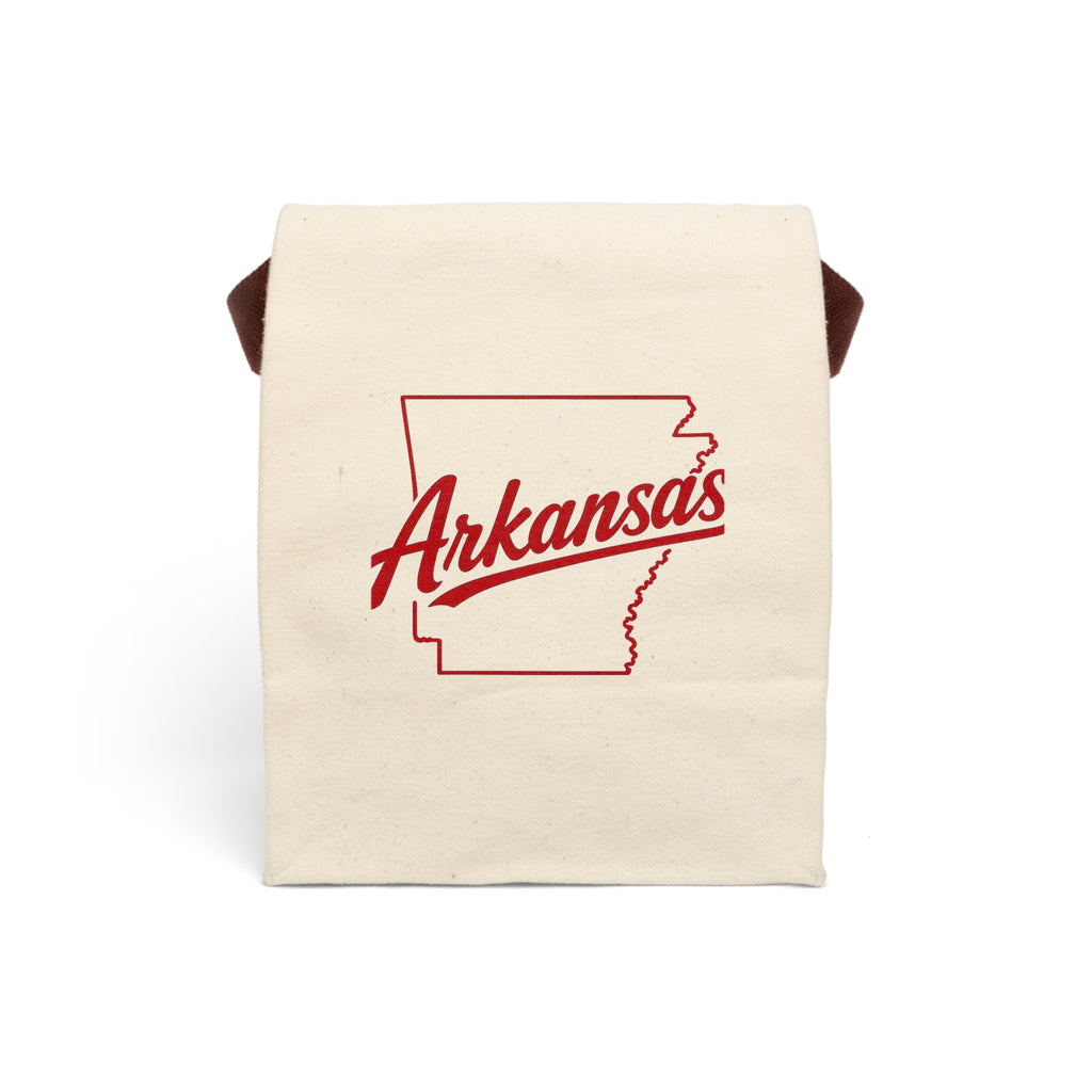 Arkansas State Canvas Lunch Bag with Strap — Retro Script Logo