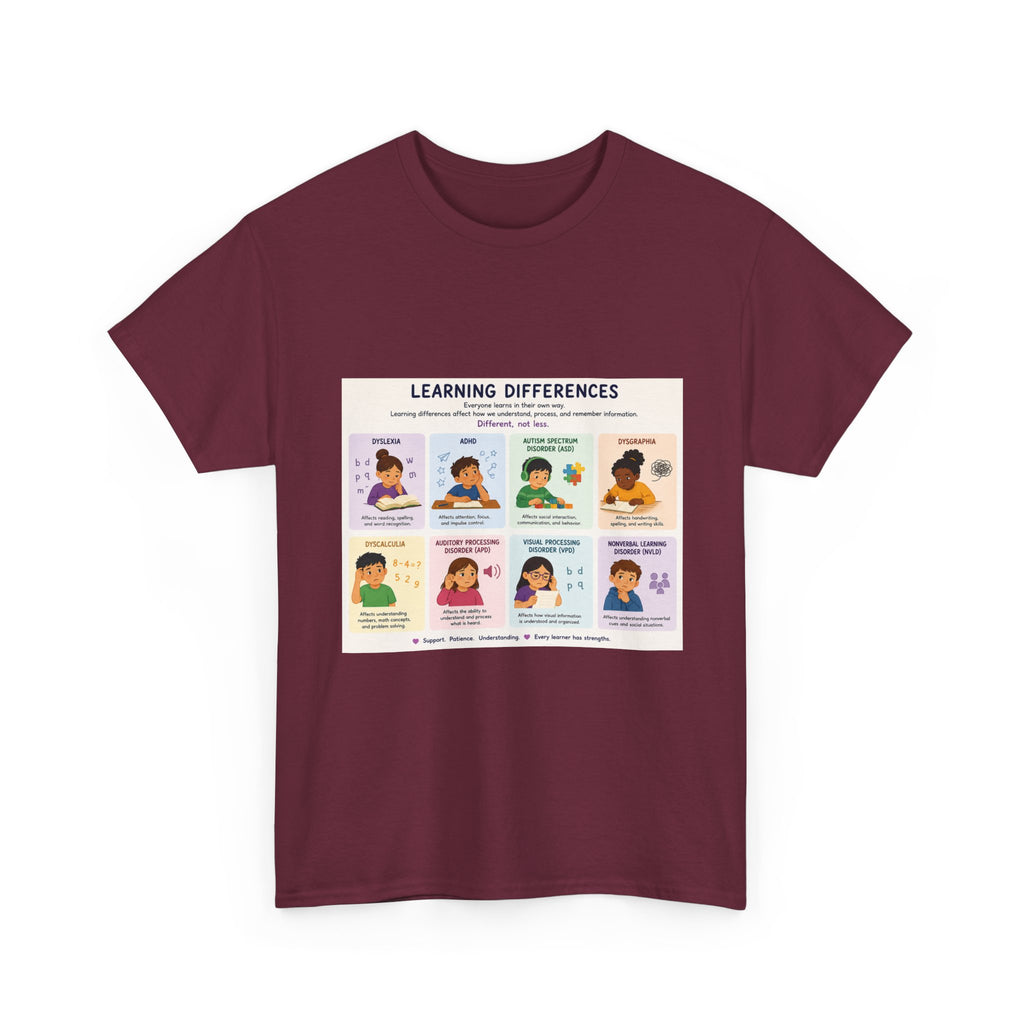 Learning Differences T-Shirt — Neurodiversity Awareness Tee (with Illustrations)