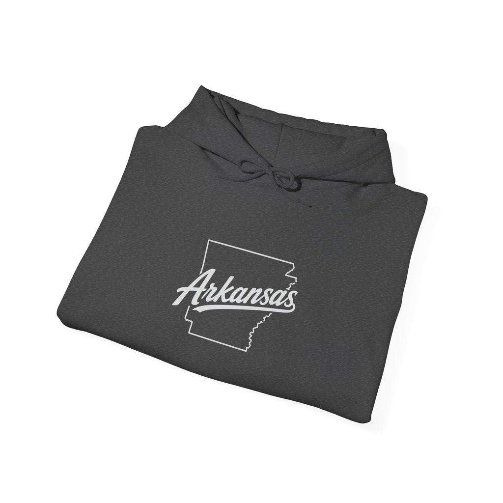 Arkansas Script State Outline Hoodie - Retro State Pride Pullover
