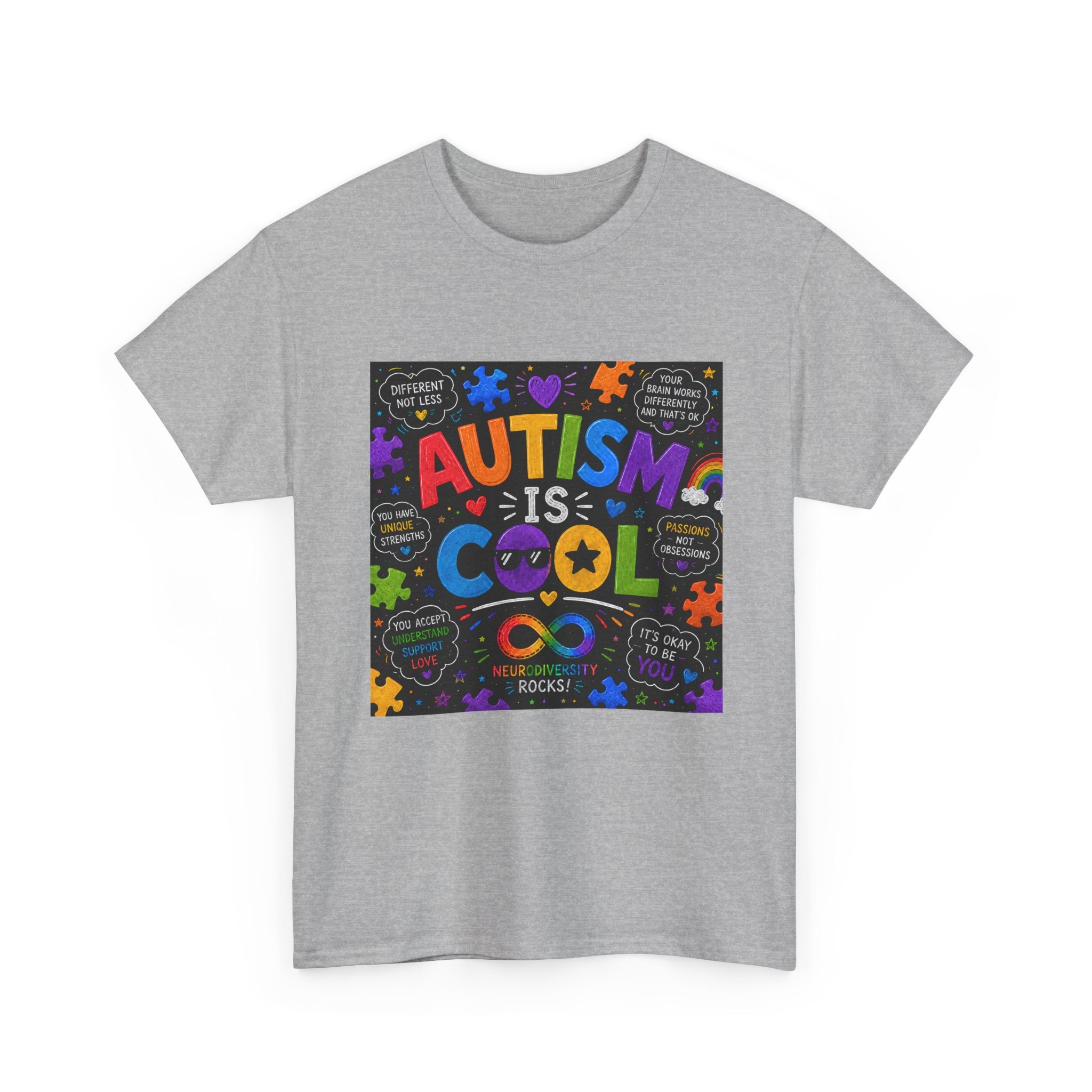 Autism Is Cool Tee — Colorful Puzzle-Heart Awareness T-Shirt