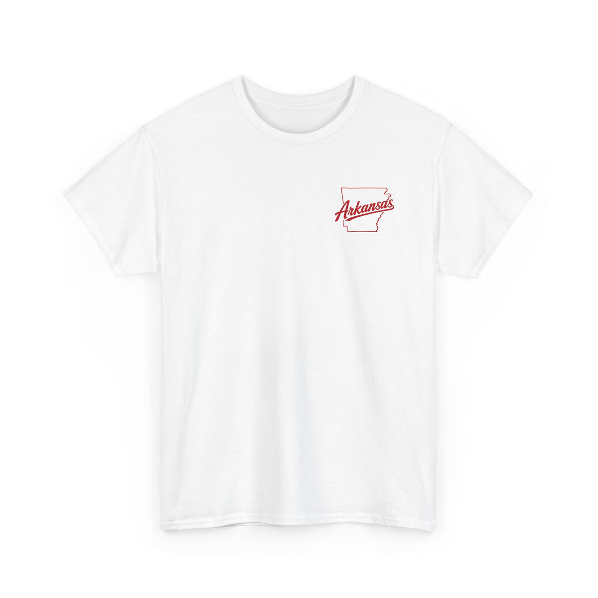 Arkansas Razorbacks Basketball Mascot Tee — Back Graphic Dunking Hog + Front Script Logo