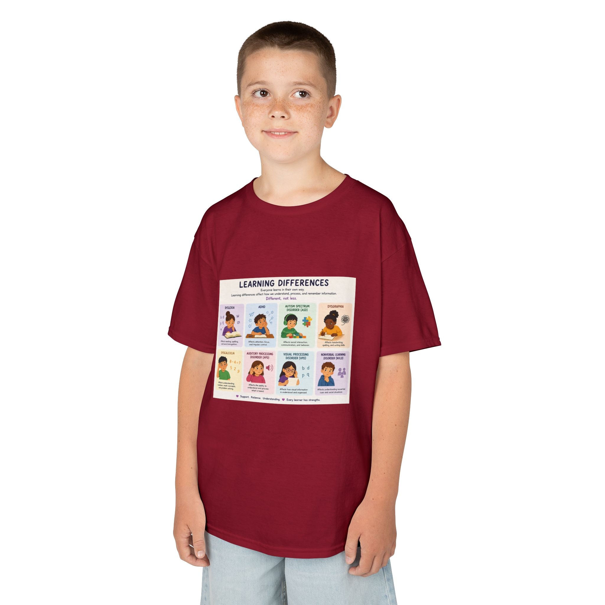 Kids Tee — 'Learning Differences' Educational Chart Graphic
