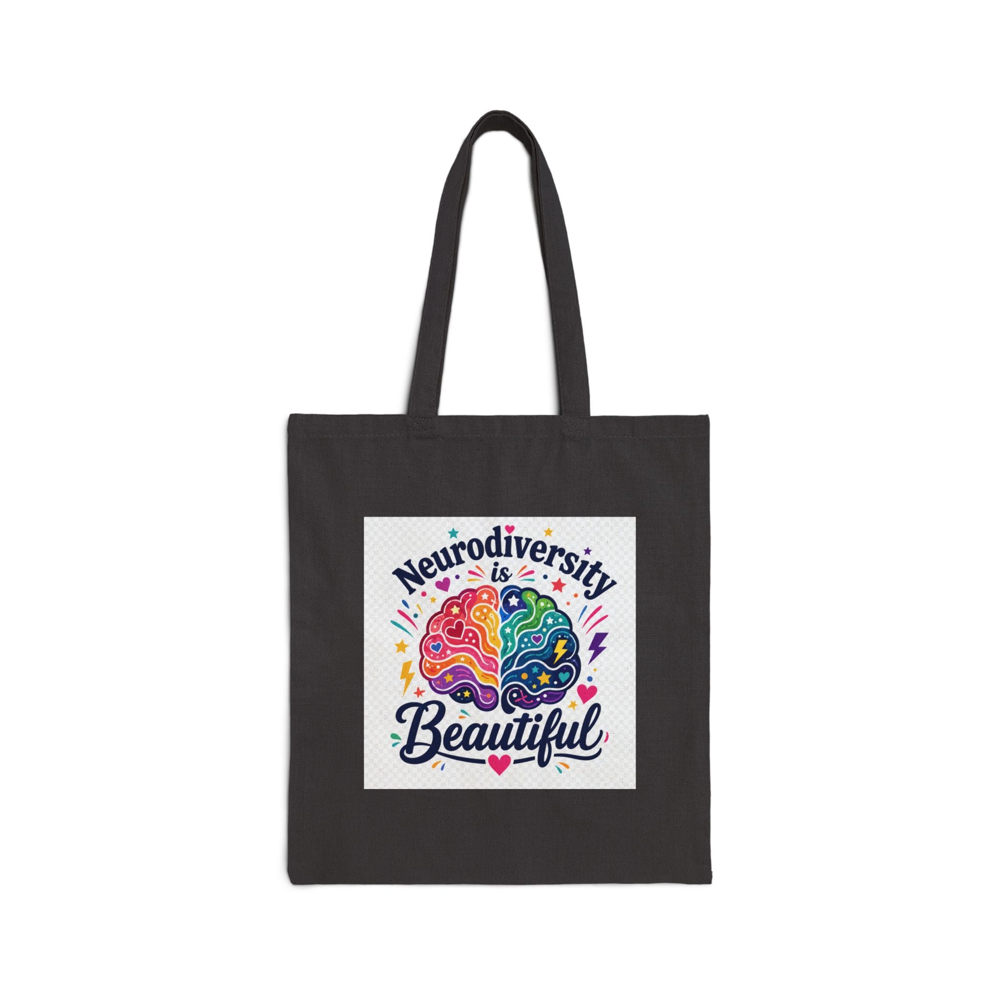 Neurodiversity Is Beautiful Canvas Tote Bag — Colorful Brain Awareness Grocery & Everyday Bag