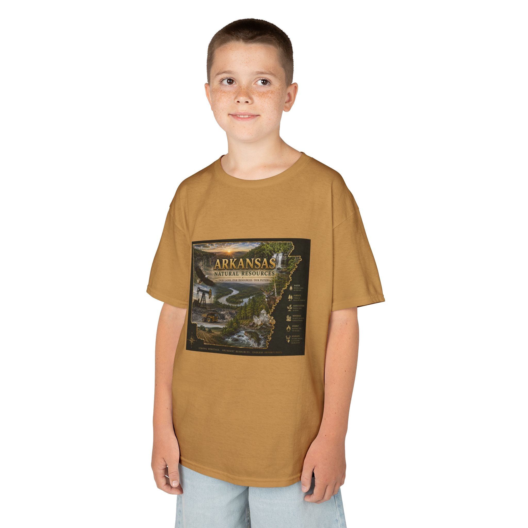 Arkansas State Retro Map Kids T-Shirt — Vintage Travel Scenic Tee