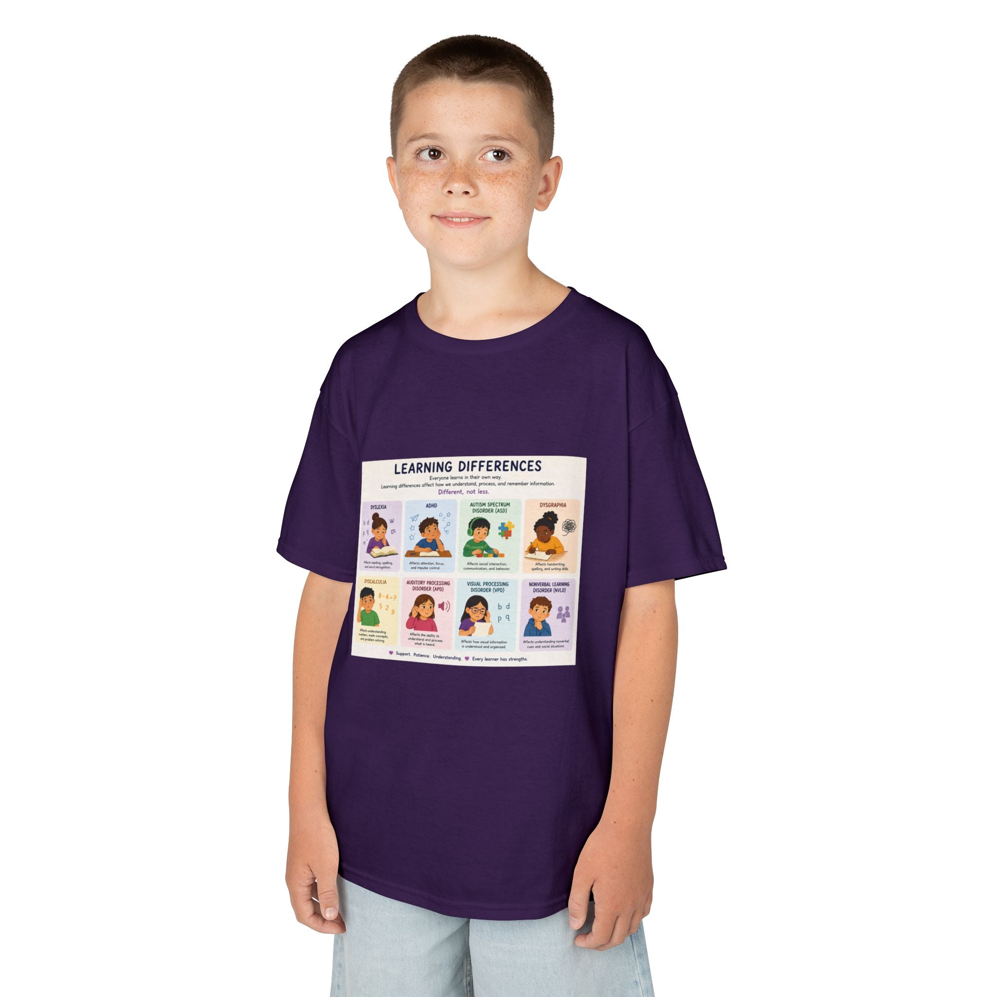 Kids Tee — 'Learning Differences' Educational Chart Graphic
