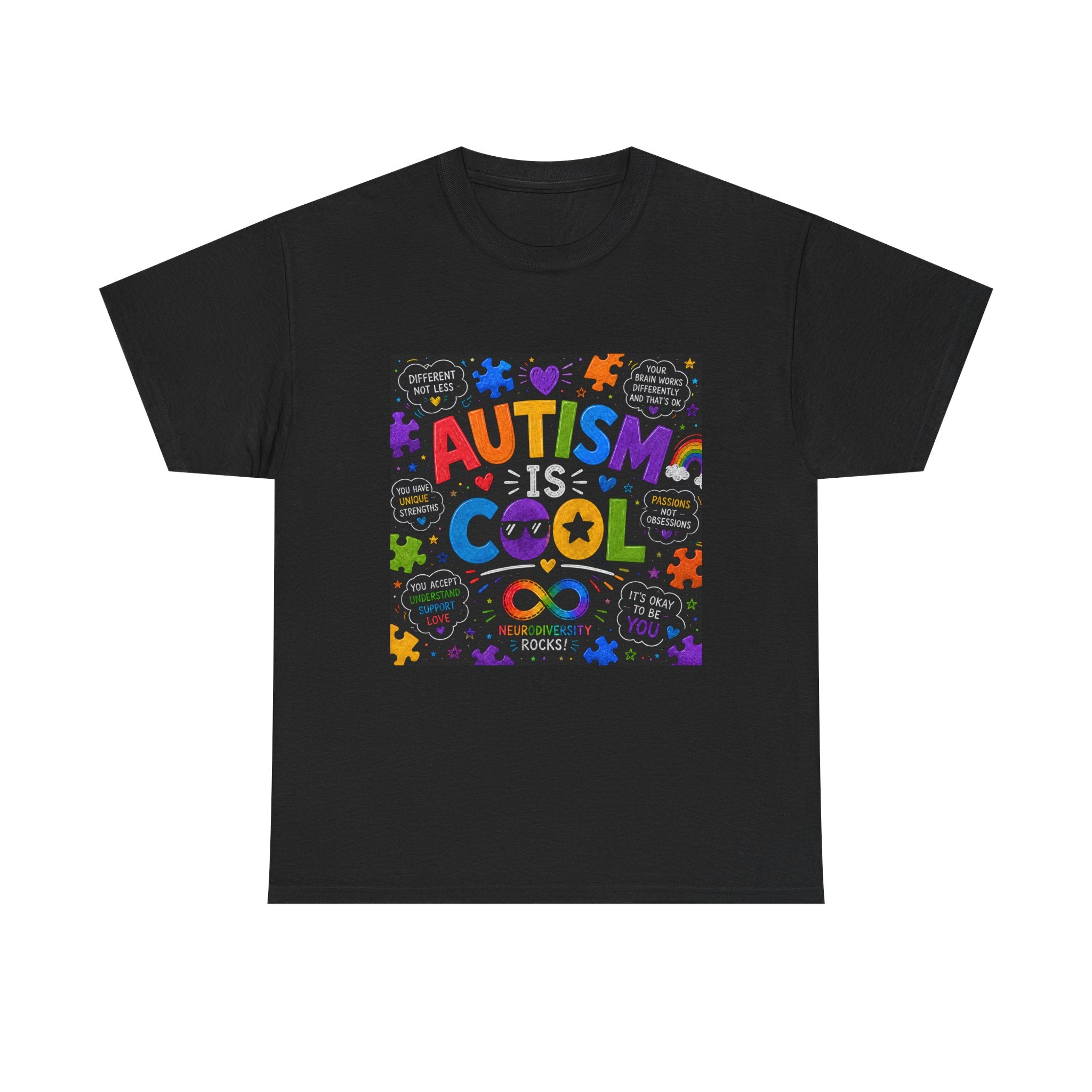 Autism Is Cool Tee — Colorful Puzzle-Heart Awareness T-Shirt