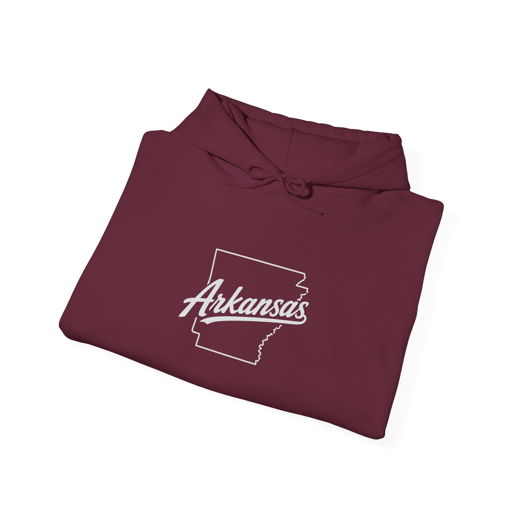 Arkansas Script State Outline Hoodie - Retro State Pride Pullover