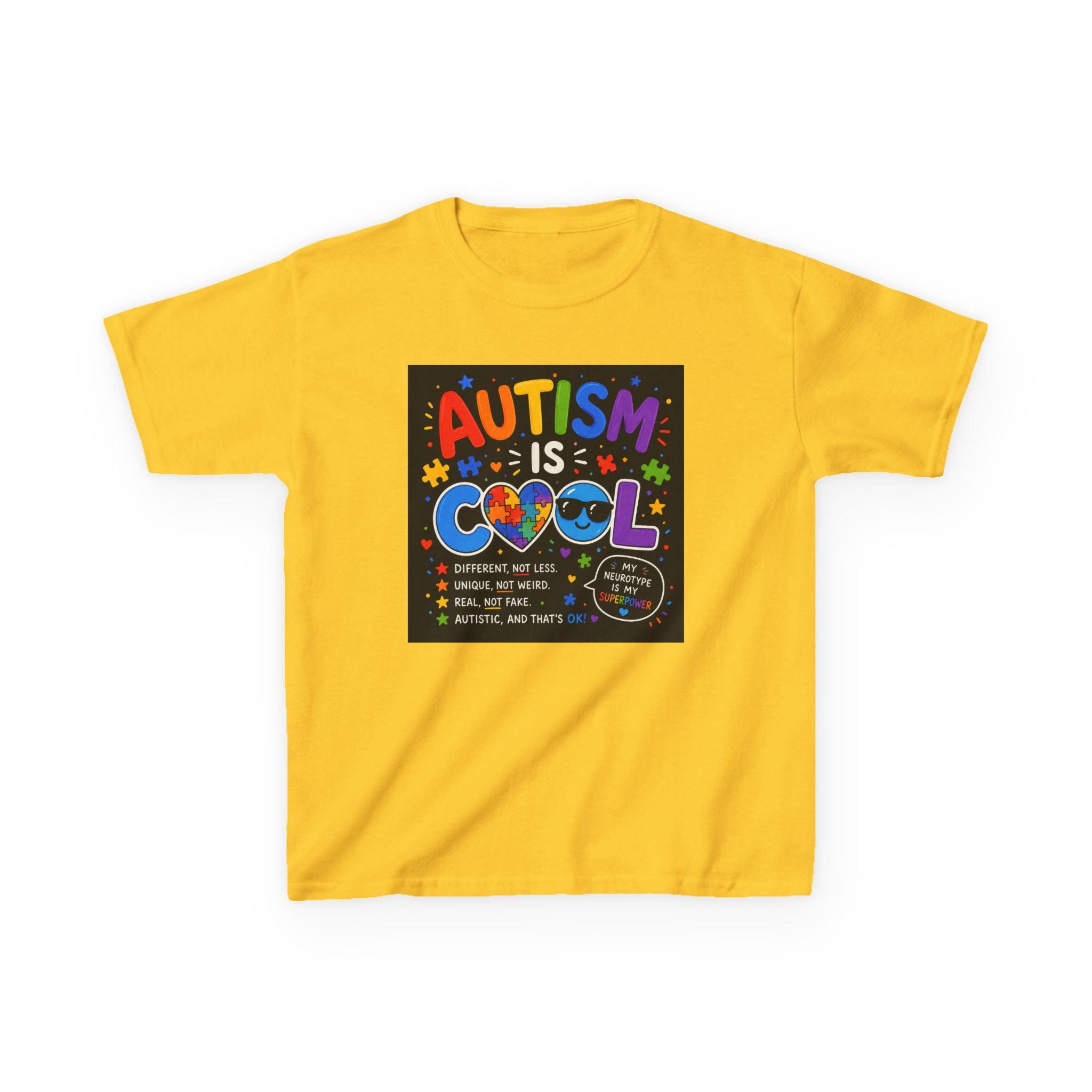 Autism Is Cool Kids T‑Shirt — Colorful Neurodiversity Pride Tee