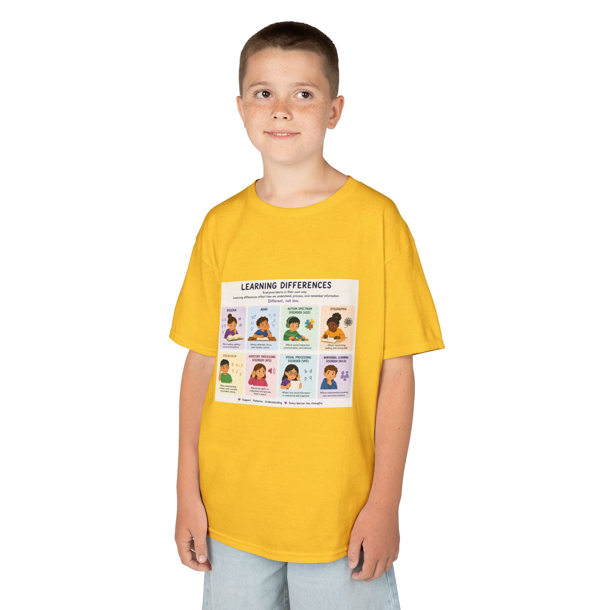 Kids Tee — 'Learning Differences' Educational Chart Graphic