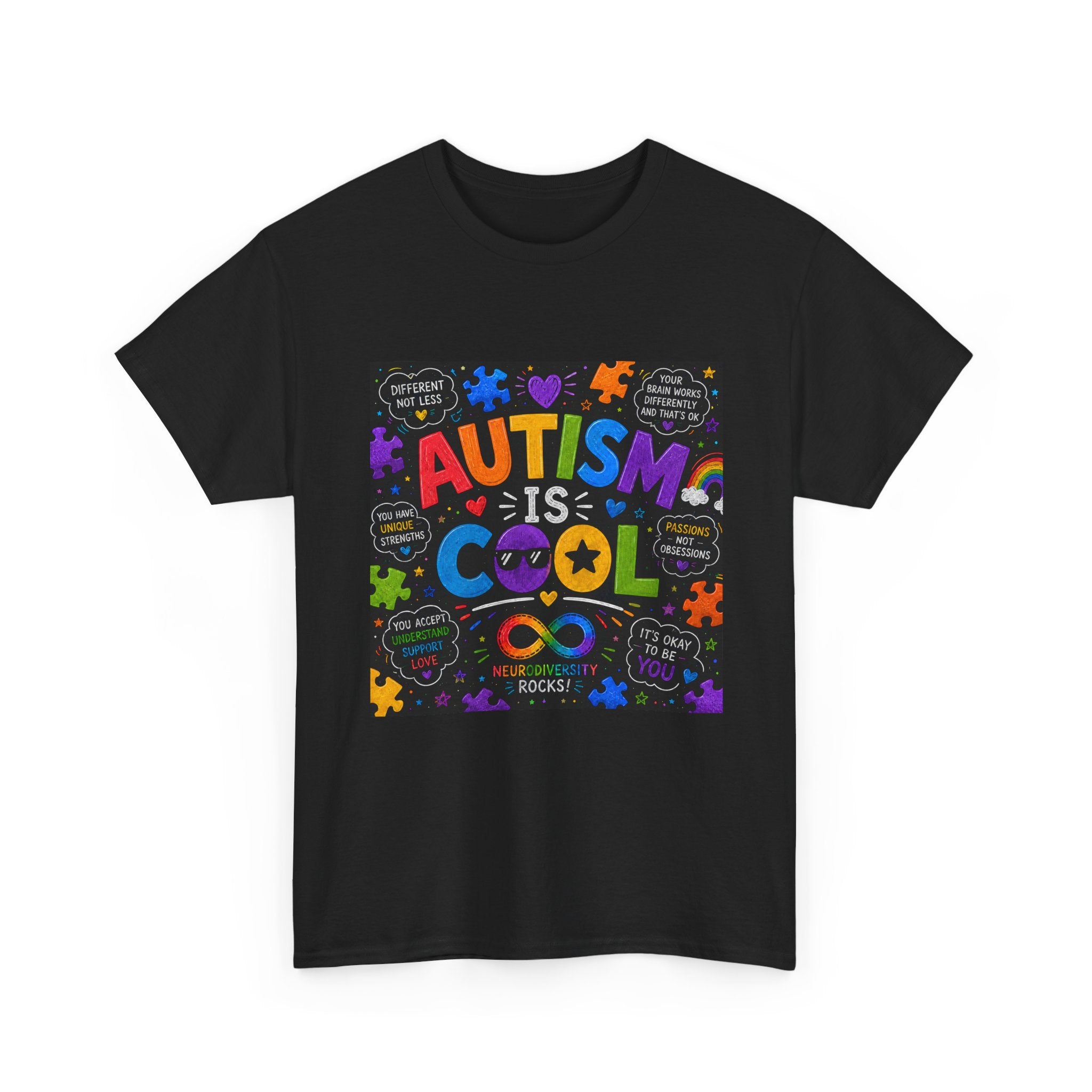Autism Is Cool Tee — Colorful Puzzle-Heart Awareness T-Shirt