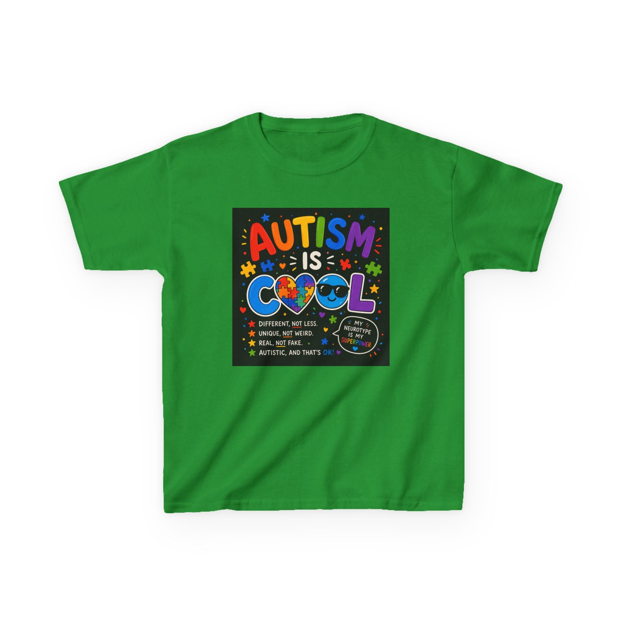 Autism Is Cool Kids T‑Shirt — Colorful Neurodiversity Pride Tee