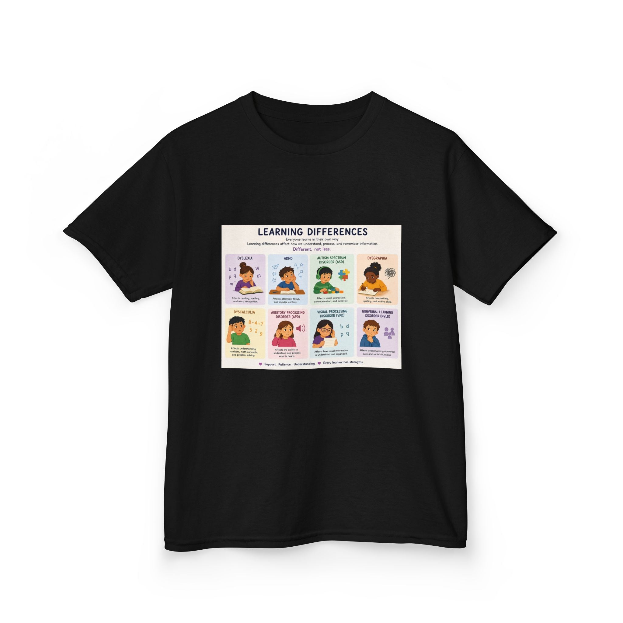 Kids Tee — 'Learning Differences' Educational Chart Graphic