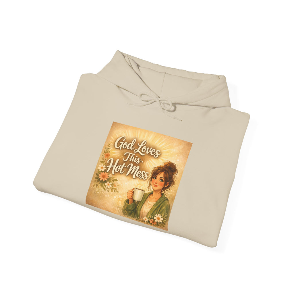 God Loves This Hot Mess Hoodie – Funny Retro Faith Sweatshirt