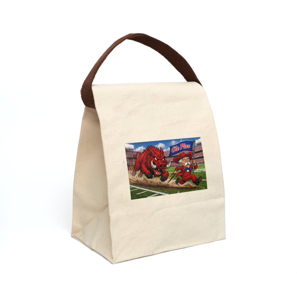 Canvas Lunch Bag — "Ole Piss" Hog Chasing Colonel Design
