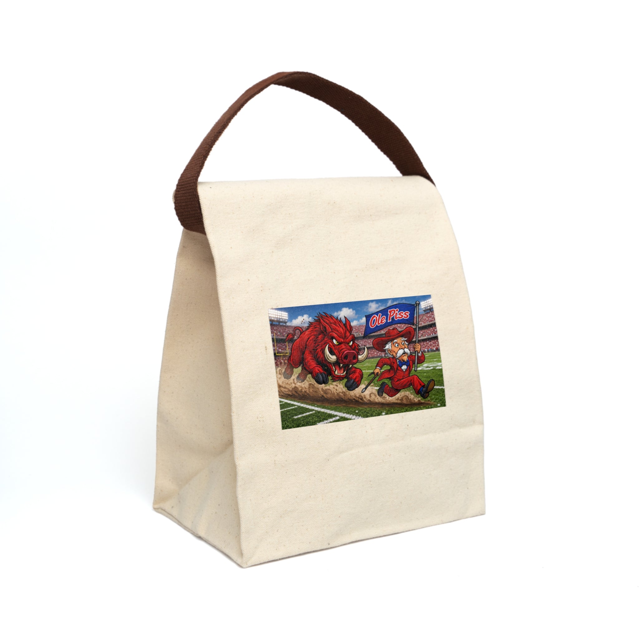 Canvas Lunch Bag — "Ole Piss" Hog Chasing Colonel Design