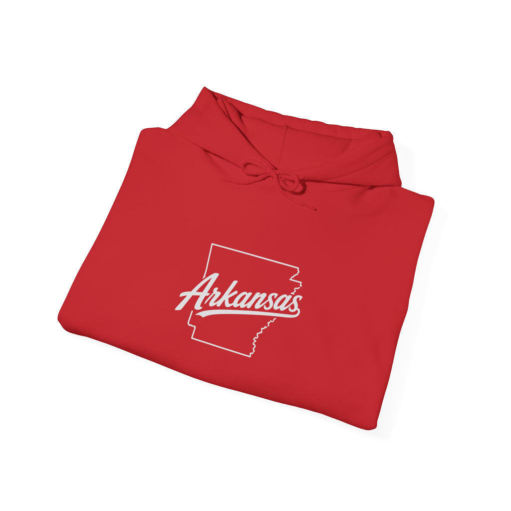 Arkansas Script State Outline Hoodie - Retro State Pride Pullover