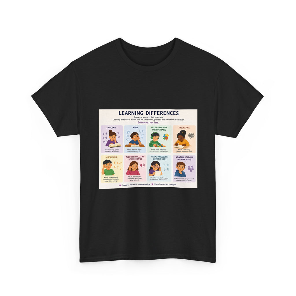 Learning Differences T-Shirt — Neurodiversity Awareness Tee (with Illustrations)