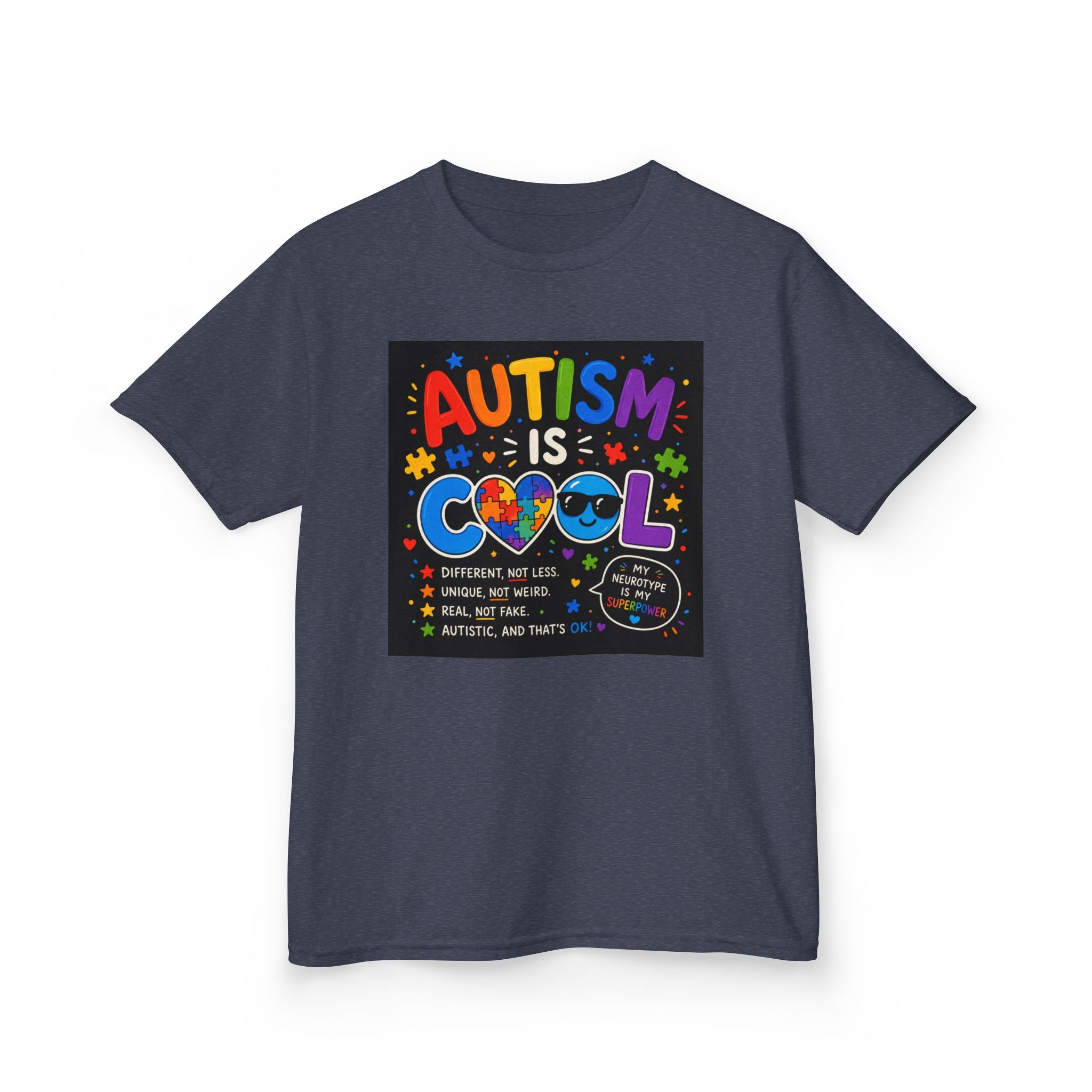 Autism Is Cool Kids T‑Shirt — Colorful Neurodiversity Pride Tee