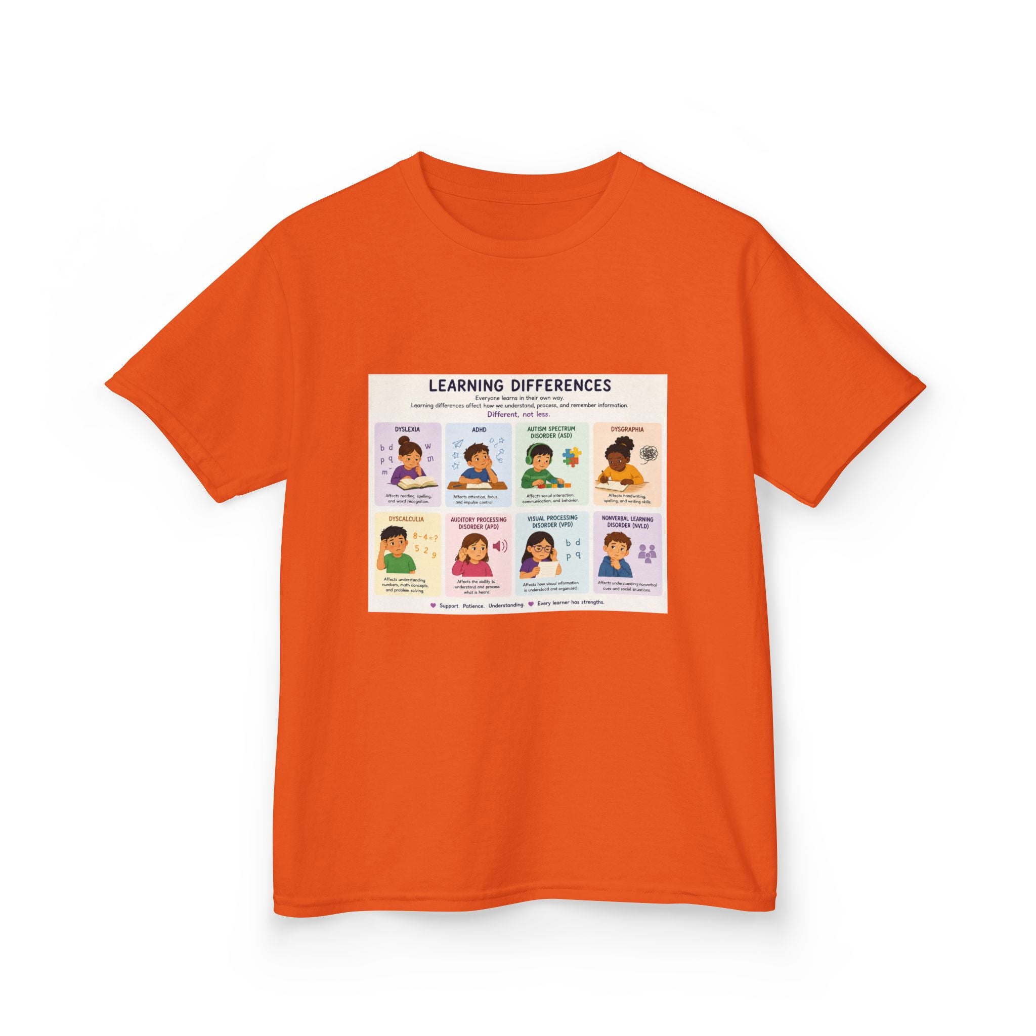 Kids Tee — 'Learning Differences' Educational Chart Graphic
