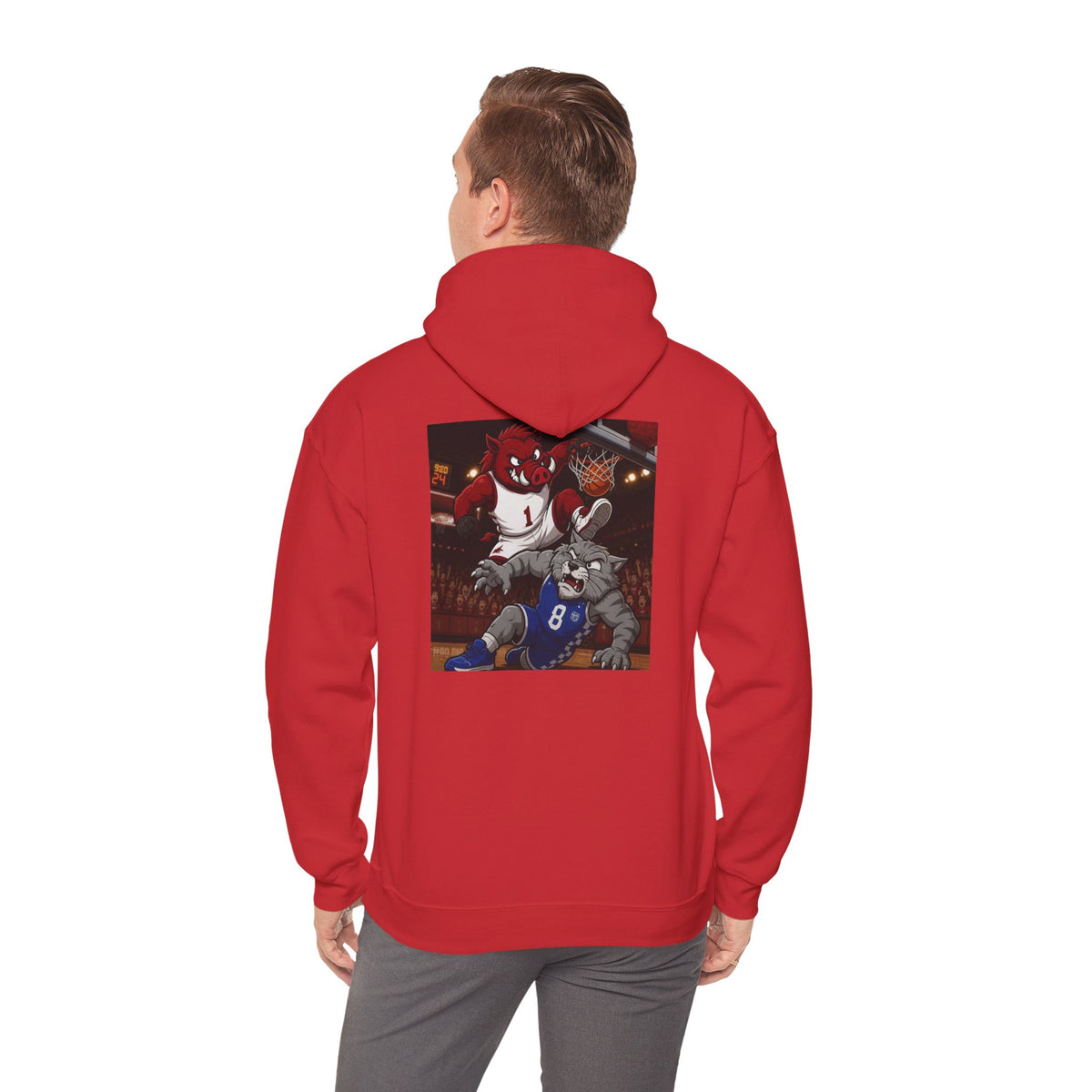 Arkansas Razorbacks State Outline Hoodie — College Mascot Basketball Back Print
