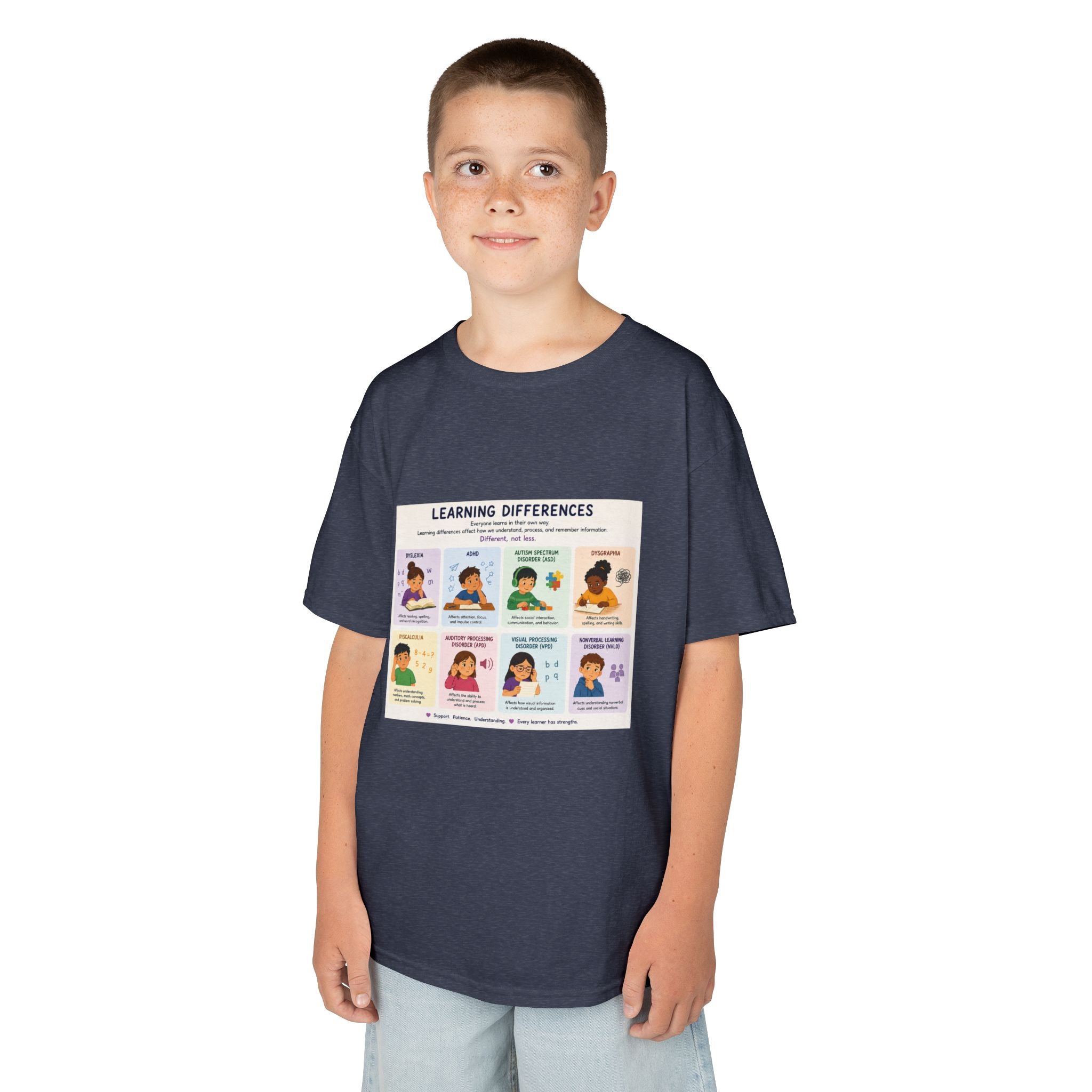 Kids Tee — 'Learning Differences' Educational Chart Graphic