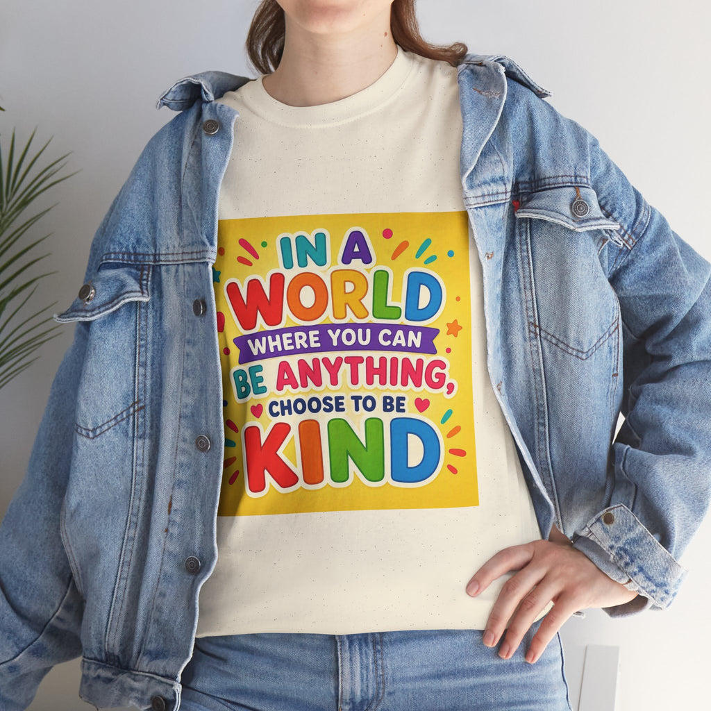Teacher Kindness Graphic Tee — "In a World Where You Can Be Anything, Choose to Be Kind"