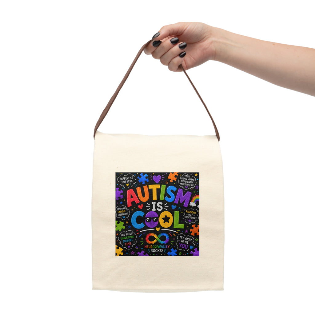 Autism Is Cool Canvas Lunch Bag — Insulated Strap Tote for School & Awareness