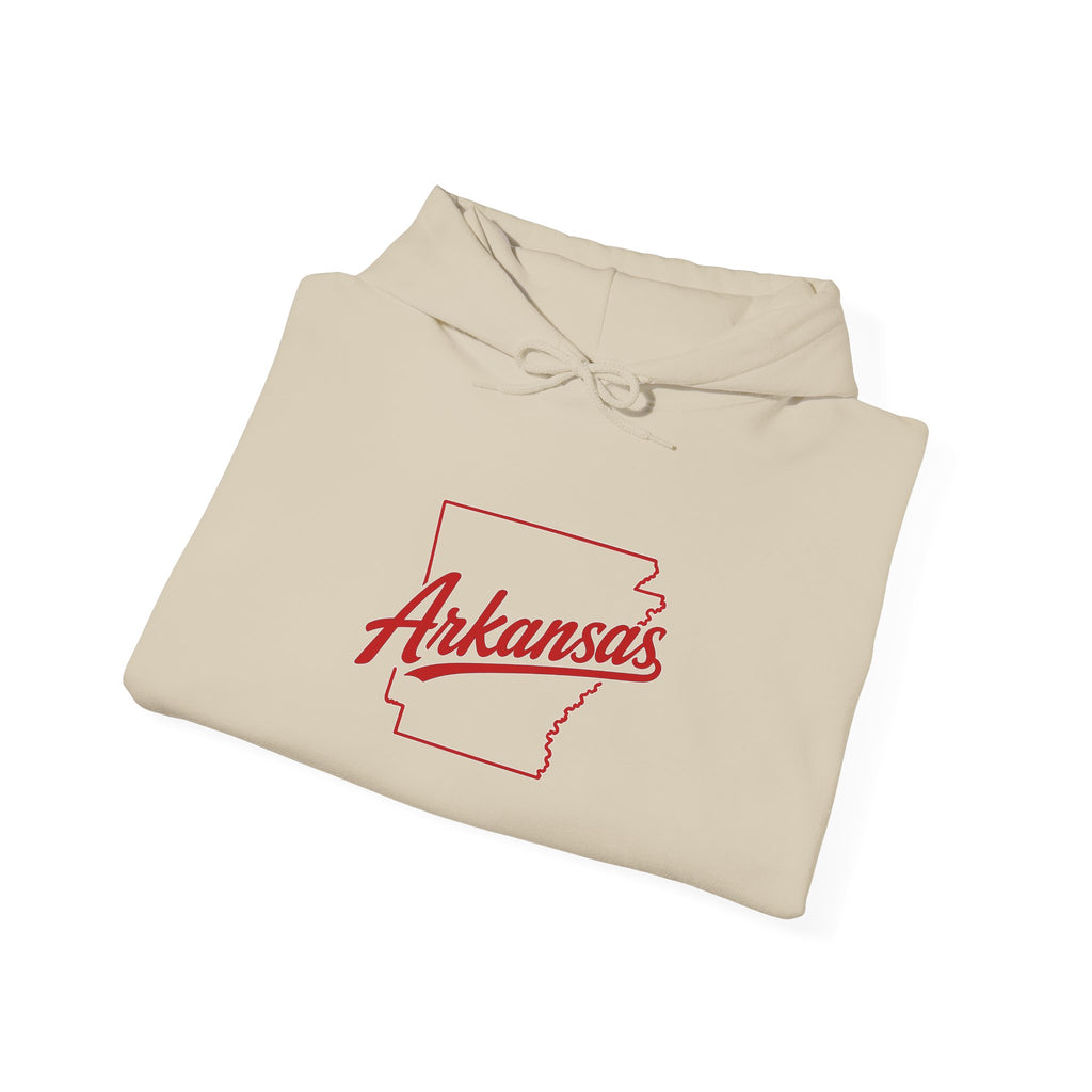 Arkansas Razorbacks Hoodie – Retro State Outline & Mascot Football Pullover