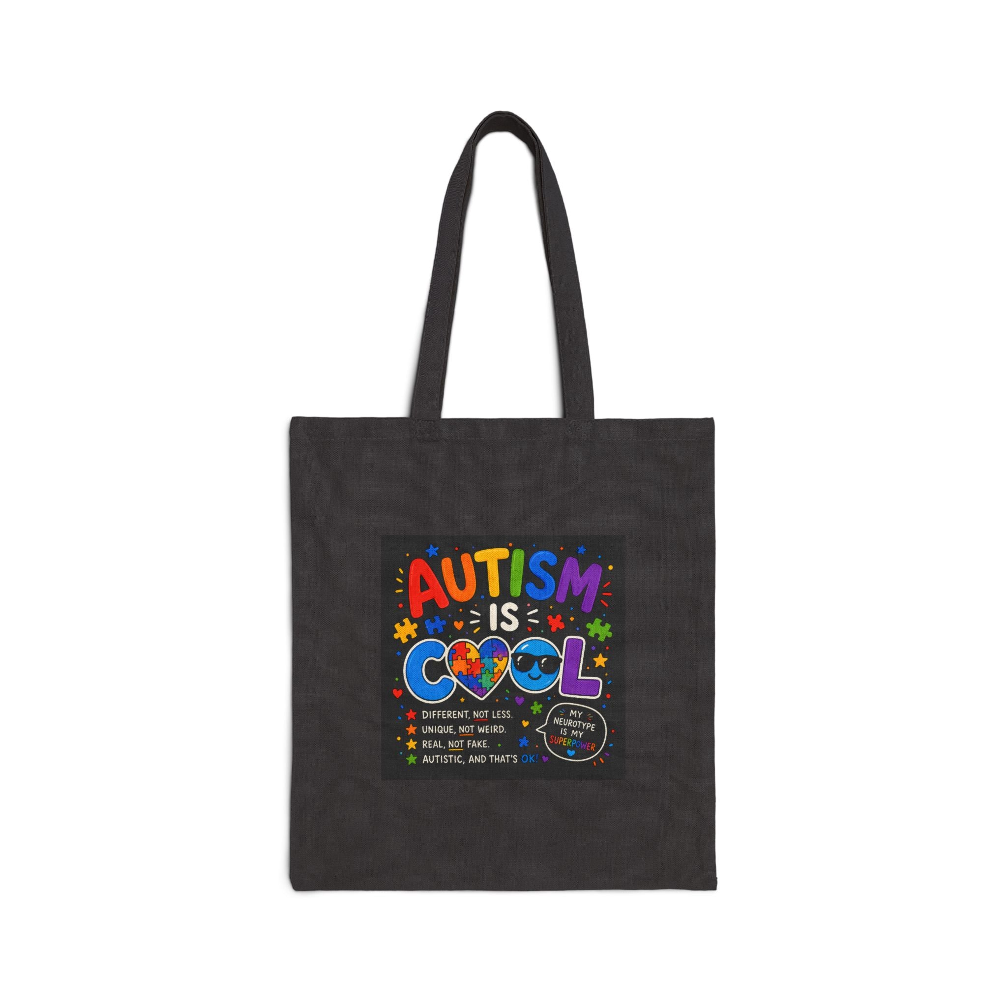 Autism Is Cool Canvas Tote Bag – Colorful Advocacy Grocery & Everyday Eco Tote